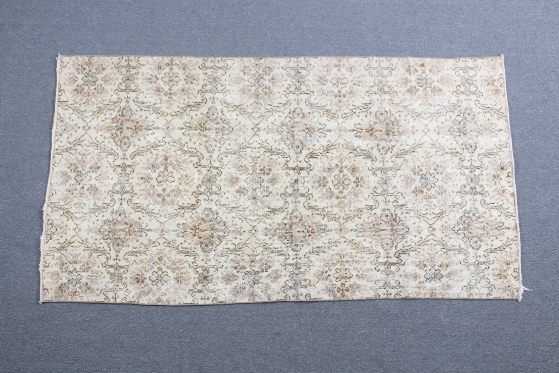 3.7x6.8 ft Area Rug, Turkish Rug, Rugs for Nursery, Wool Rug, Vintage Rug, Dining Room Rug, Beige Cool Rug, Floor Rug, Anatolian Rug