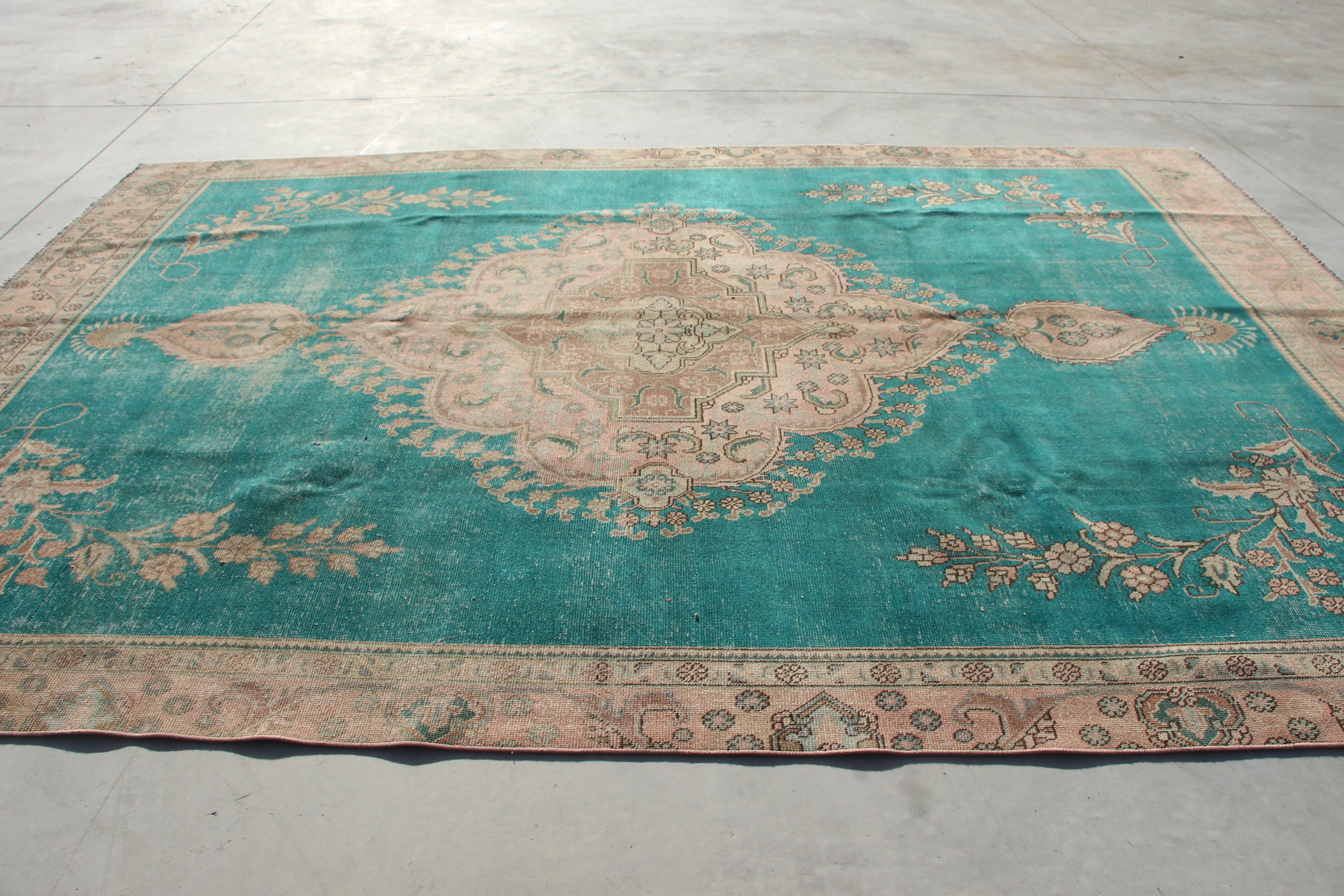 Turkish Rugs, Green Floor Rug, Vintage Rug, Living Room Rug, Kitchen Rug, 8.4x12.3 ft Oversize Rugs, Art Rugs, Cool Rugs, Dining Room Rugs