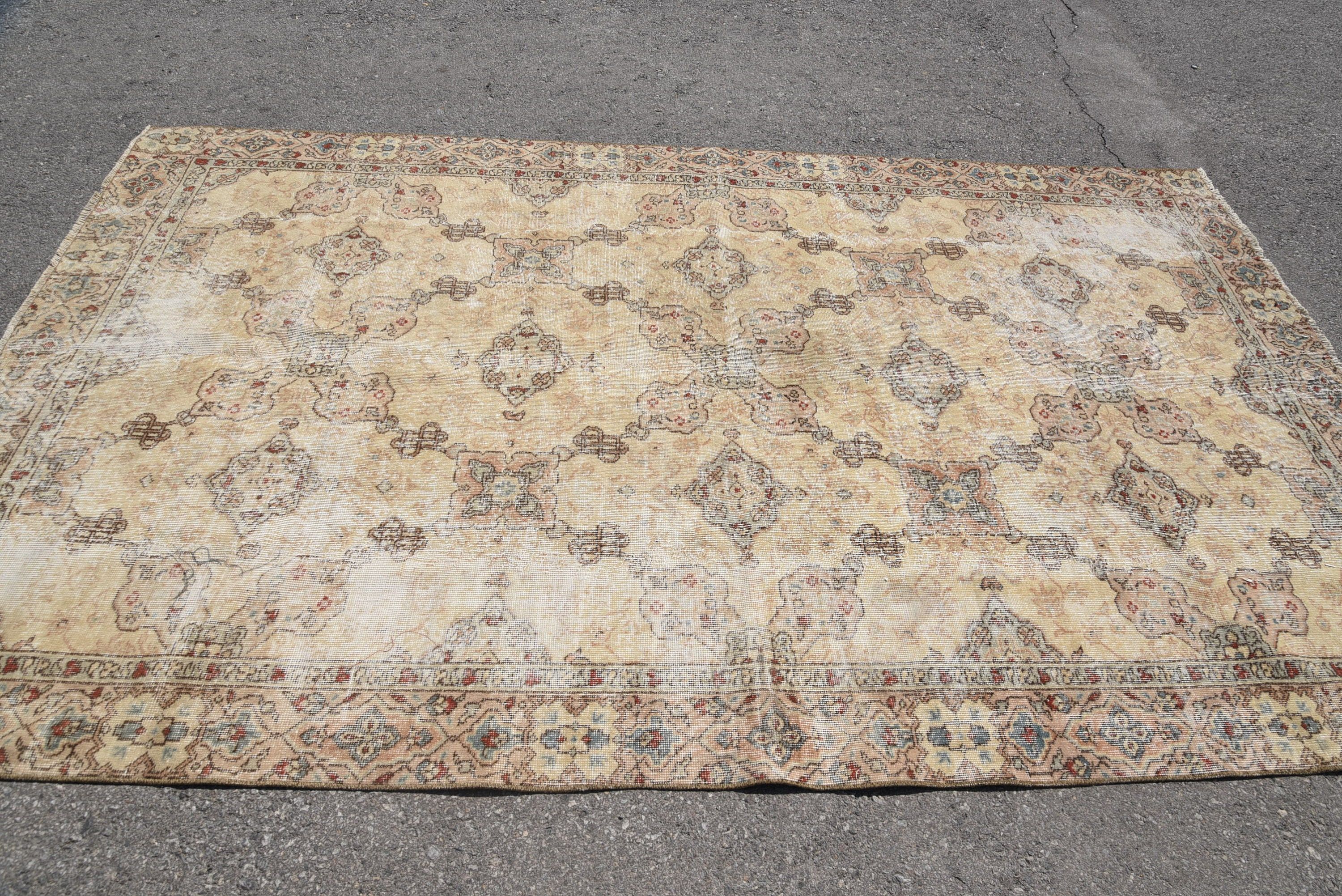 Fas Halısı, Salon Halısı, Türk Halısı, Yemek Odası Halıları, Oushak Halısı, Vintage Halılar, Oturma Odası Halısı, Eskitilmiş Halı, 6x9.9 ft Büyük Halı