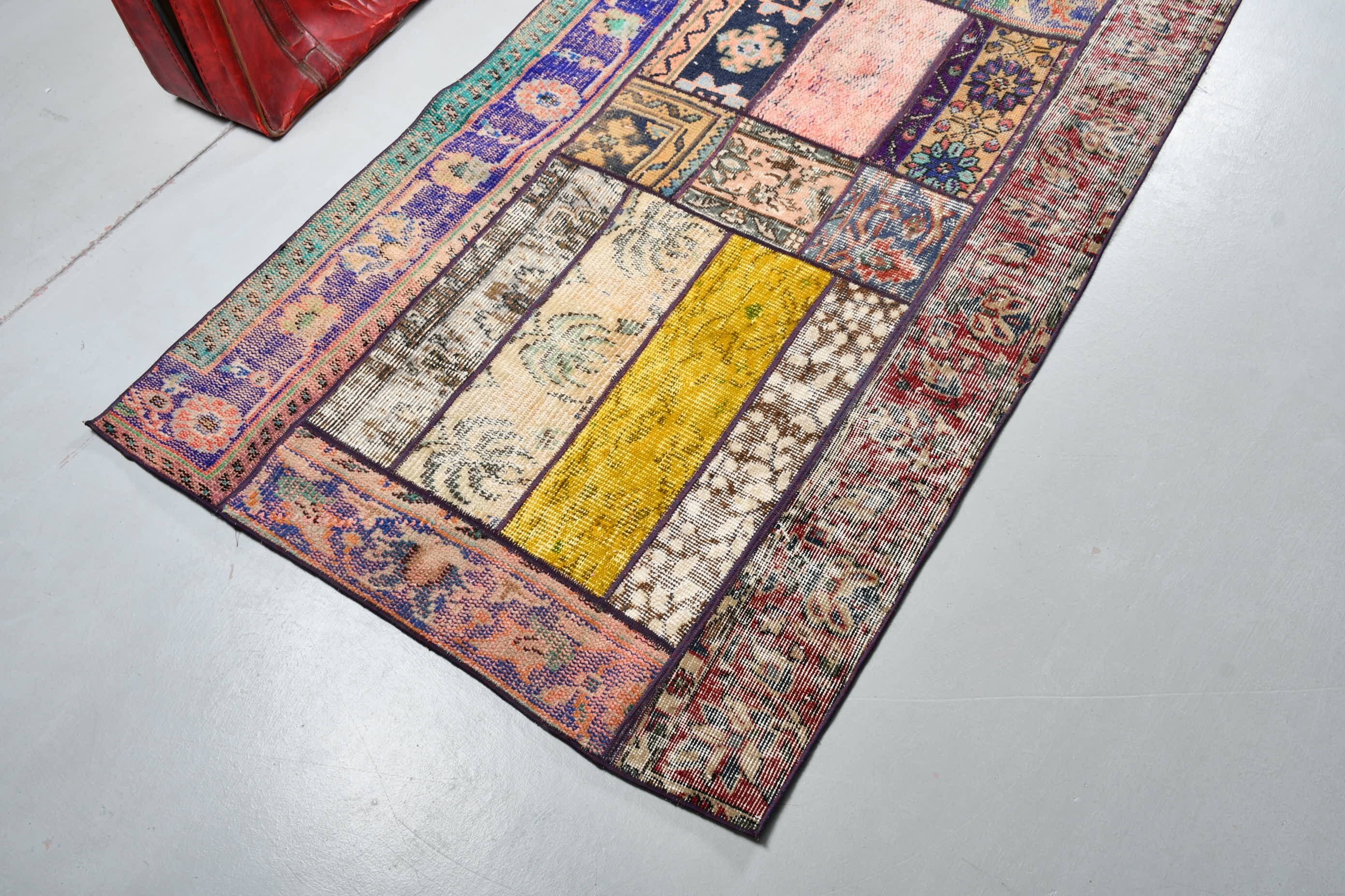 Kitchen Rug, Vintage Rug, Rainbow Anatolian Rug, Oriental Rug, Rugs for Indoor, 3.4x7.6 ft Area Rug, Turkish Rugs, Antique Rug, Indoor Rug