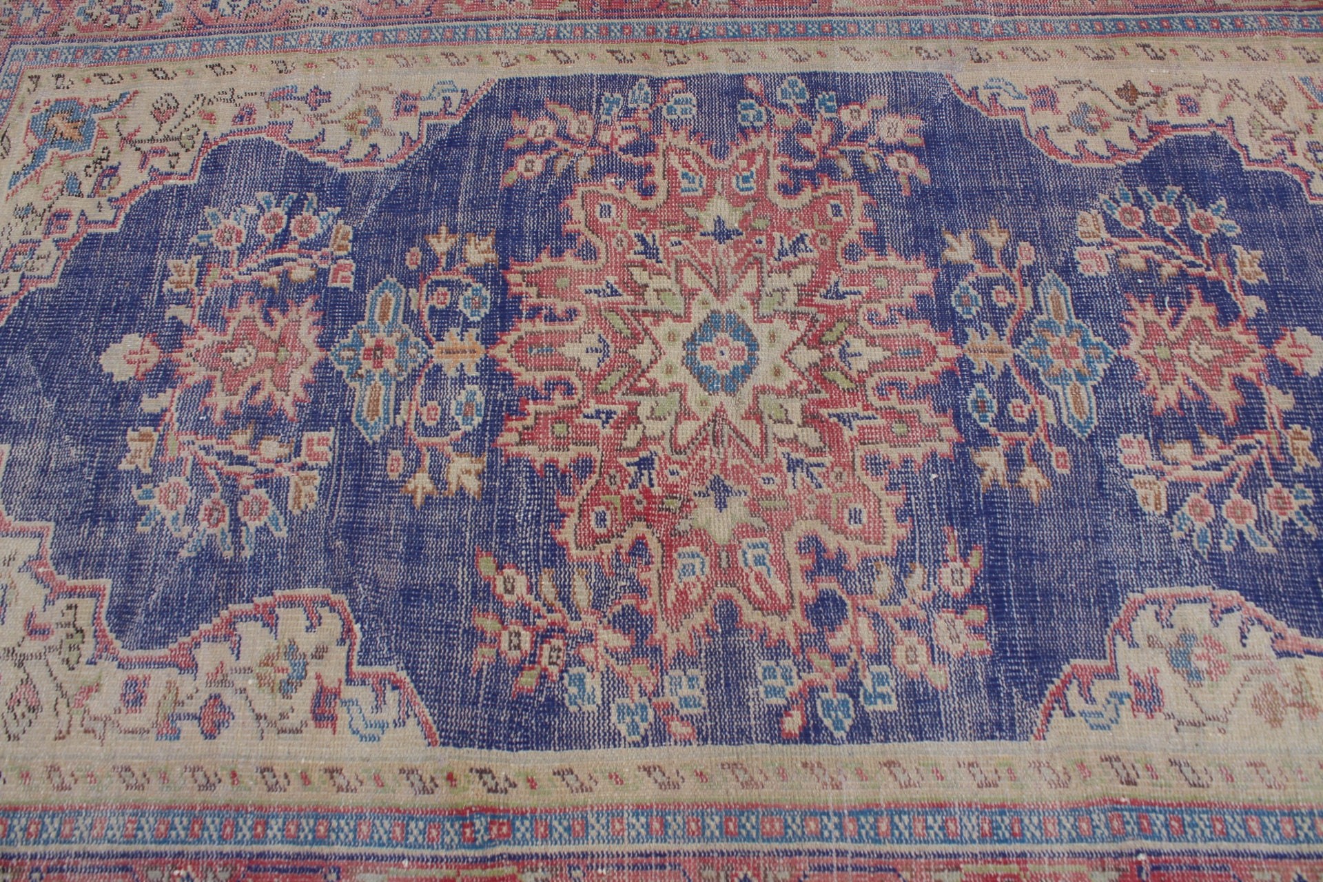 Oryantal Halı, Vintage Halı, Mavi Yer Halısı, Yün Halı, Yer Halıları, Mutfak Halısı, Türk Alan Halısı Halıları, 4.6x7.5 ft Alan Halısı, Türk Halısı