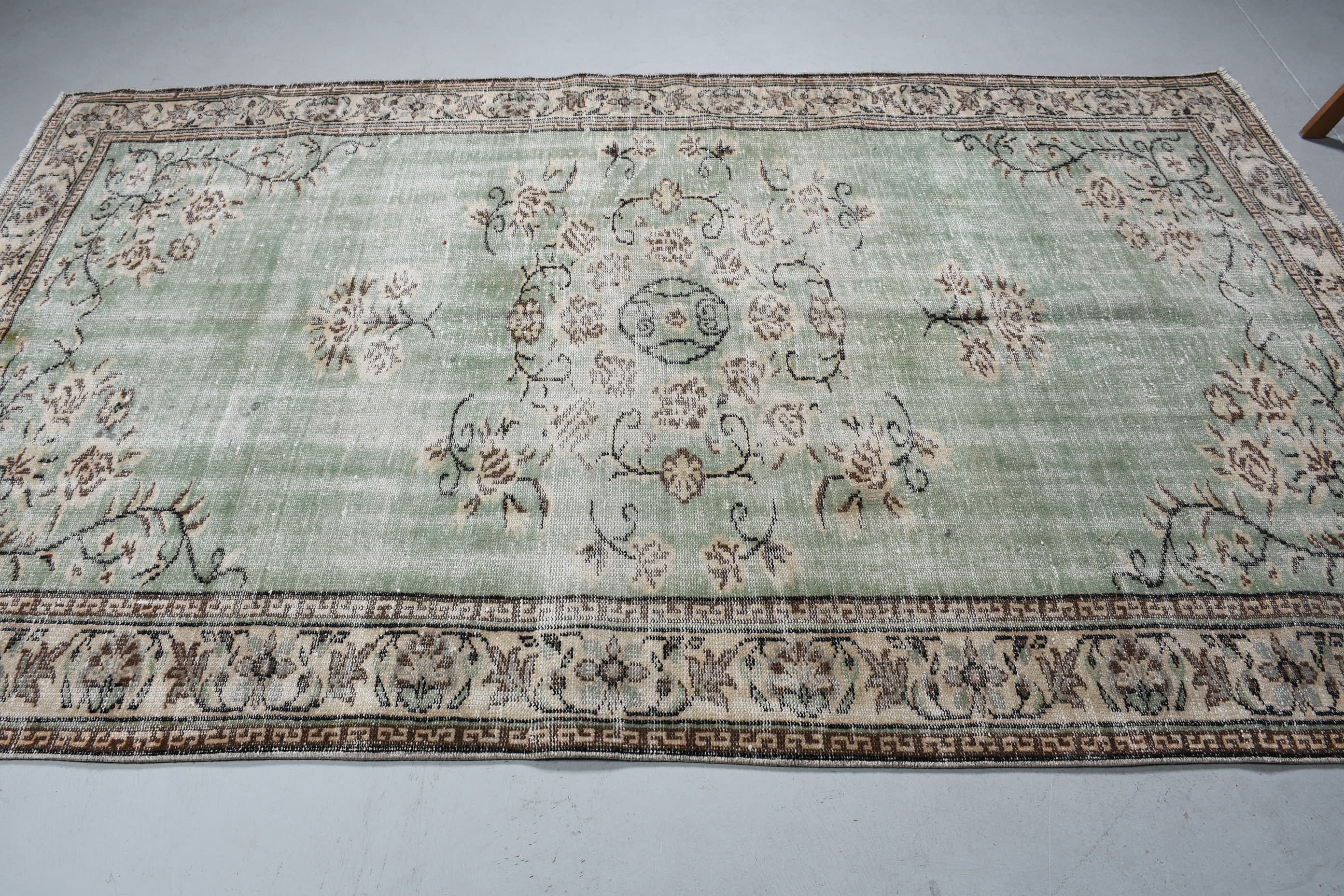 Yemek Odası Halısı, Türk Halısı, 5.8x9.3 ft Büyük Halı, Yatak Odası Halısı, Eski Halı, Anadolu Halısı, Ev Dekorasyonu Halısı, Yeşil Anadolu Halısı, Vintage Halılar