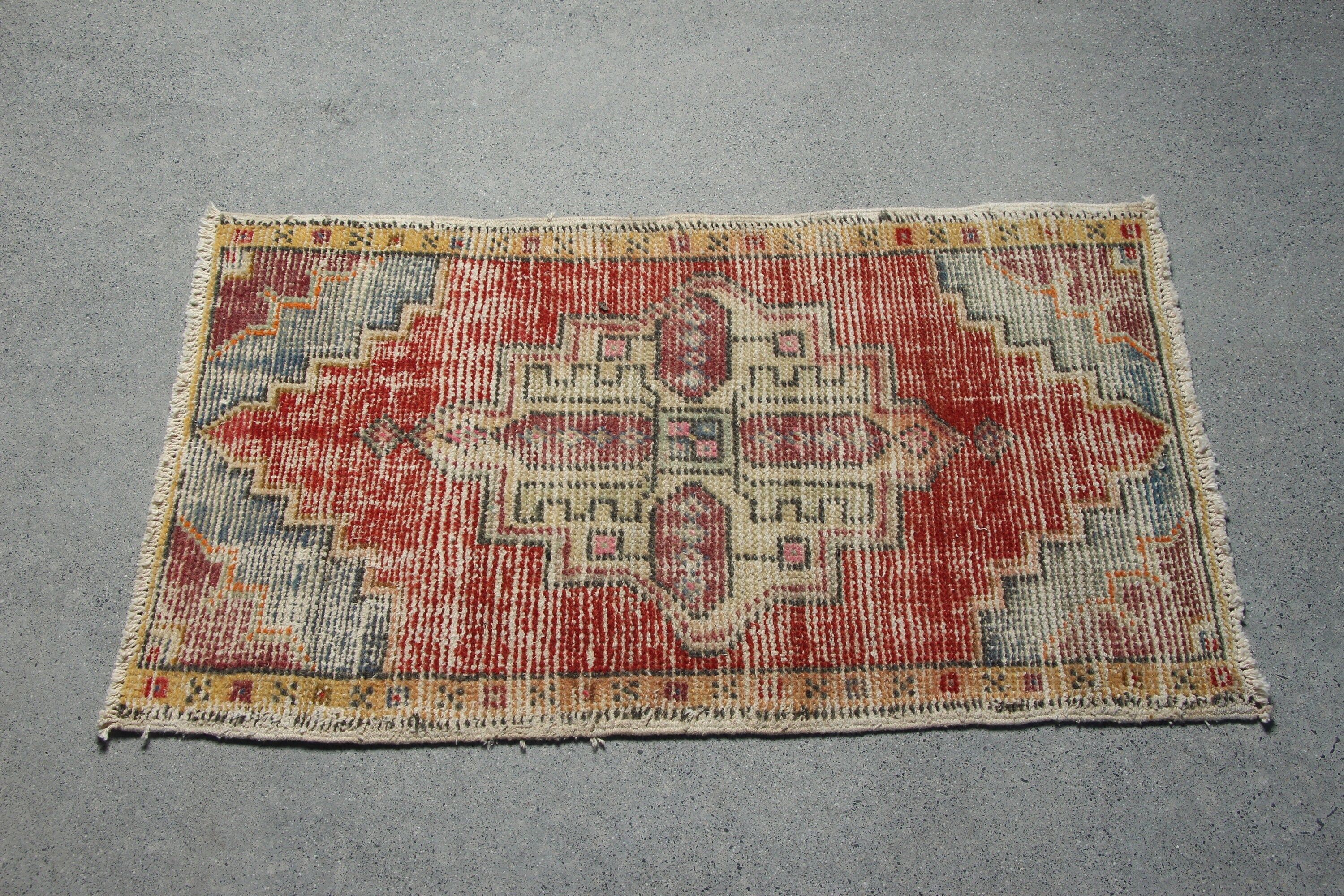 Red Moroccan Rugs, Door Mat Rugs, Turkish Rugs, Rugs for Car Mat, Vintage Rug, Oushak Rug, 1.7x3 ft Small Rug, Wool Rug, Nursery Rug