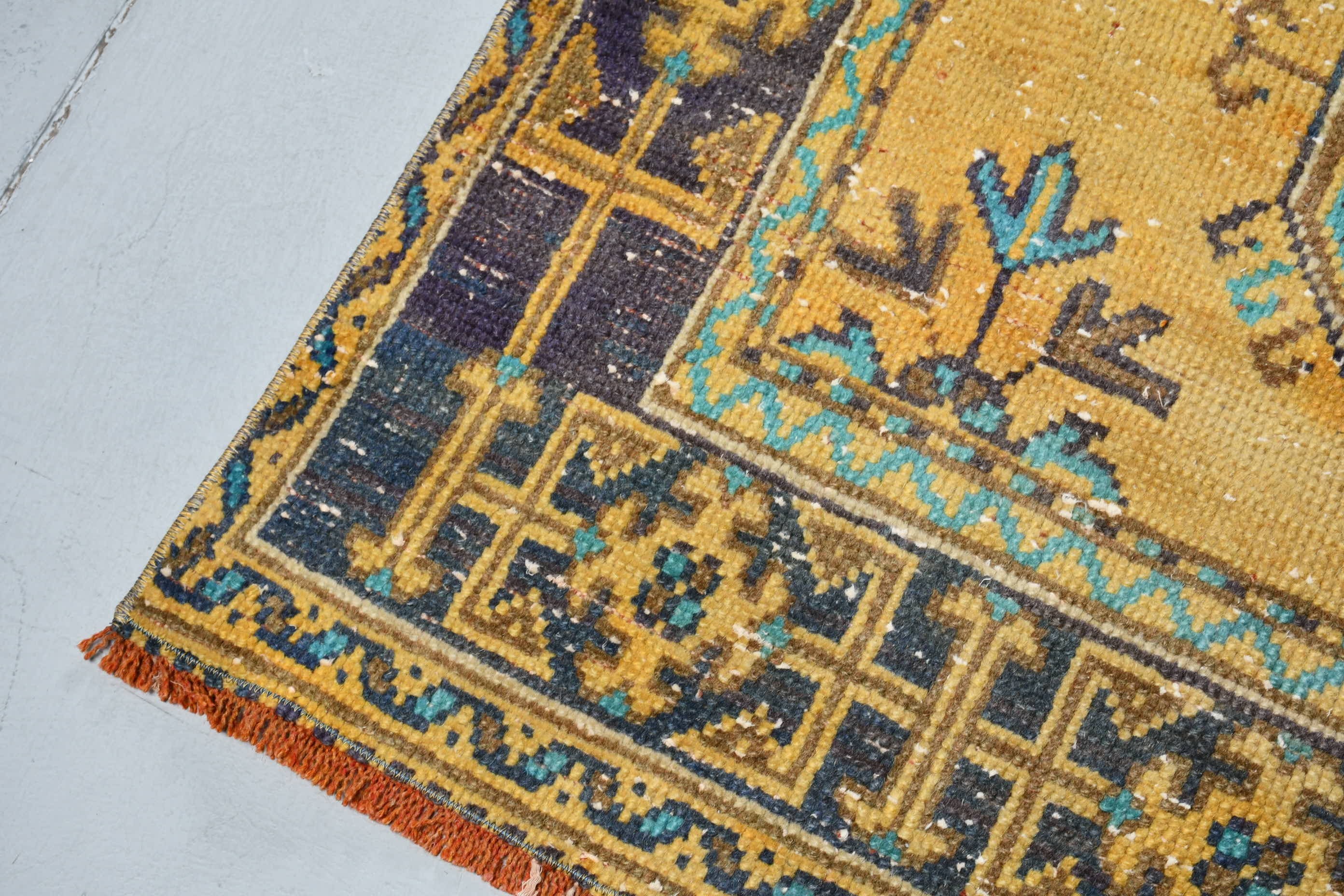 Antique Rugs, Wool Rug, Old Rug, Turkish Rug, 4.4x10.2 ft Large Rug, Yellow Home Decor Rug, Living Room Rug, Salon Rugs, Vintage Rug