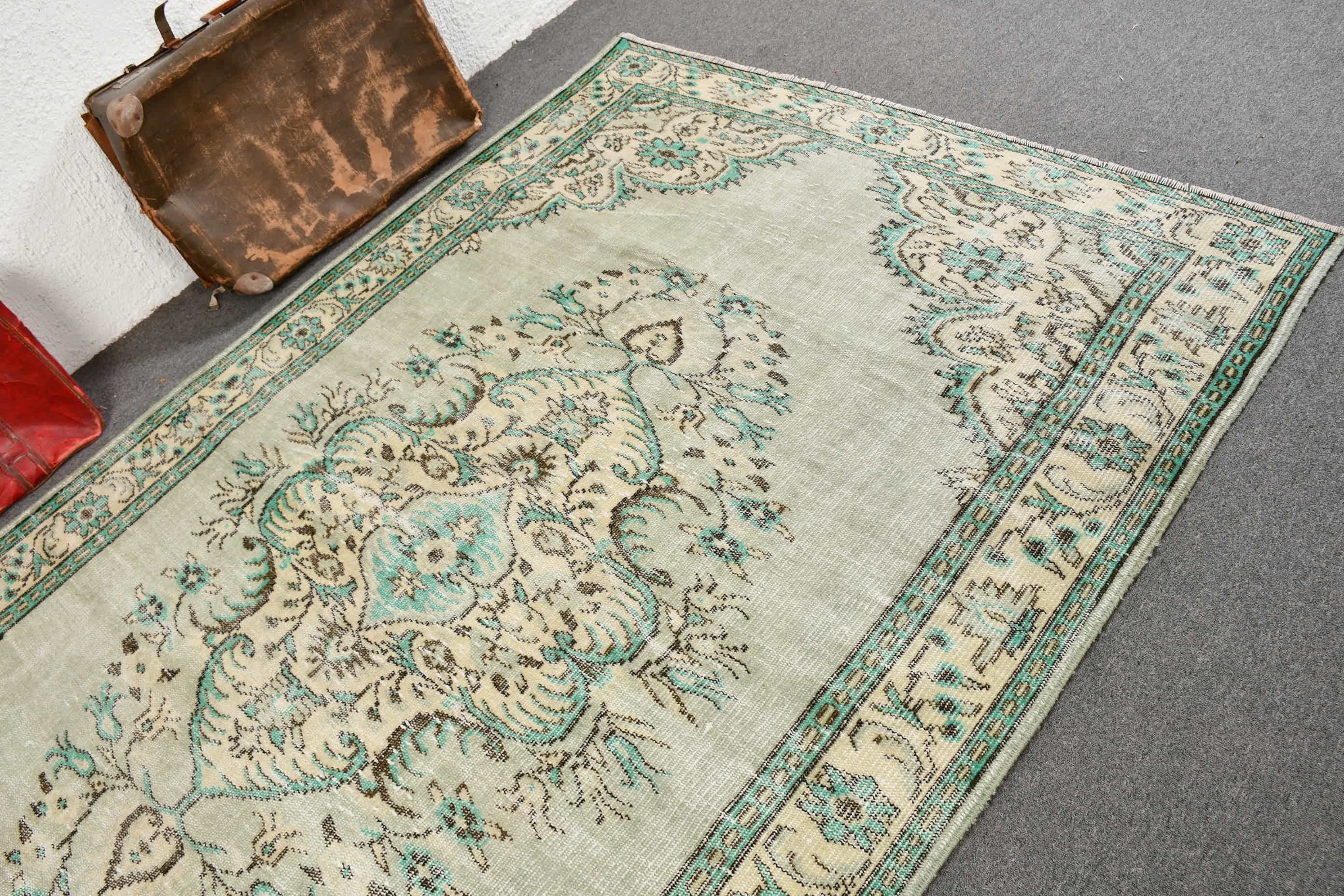 Kitchen Rug, Bedroom Rugs, Turkish Rug, Vintage Rug, Antique Rug, 5.7x8.9 ft Large Rugs, Green Antique Rug, Living Room Rug, Turkey Rugs