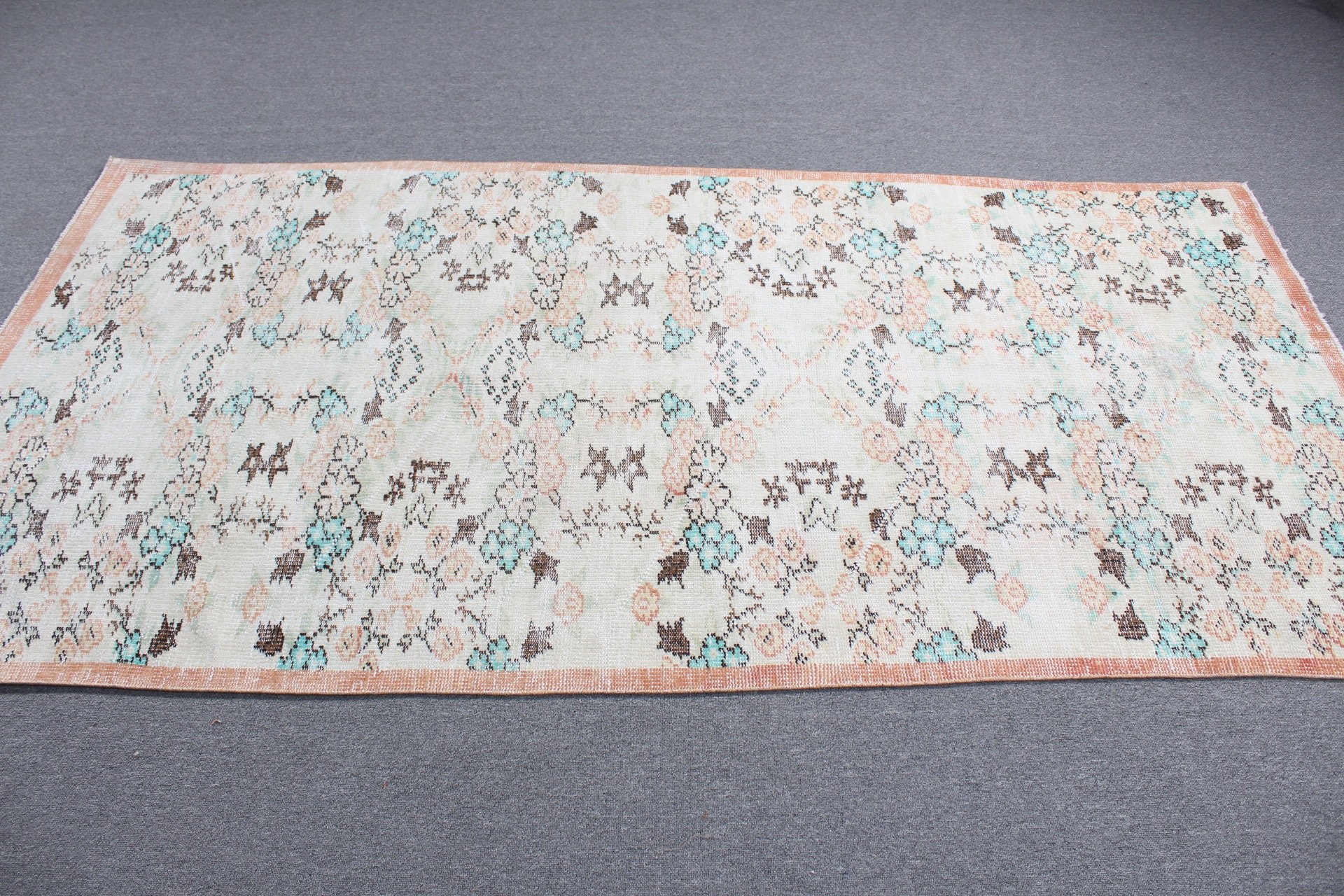 Rugs for Floor, Vintage Rug, Turkish Rugs, Beige Oriental Rug, Kitchen Rug, 4.3x8.2 ft Area Rugs, Oushak Rug, Floor Rug, Handmade Rug