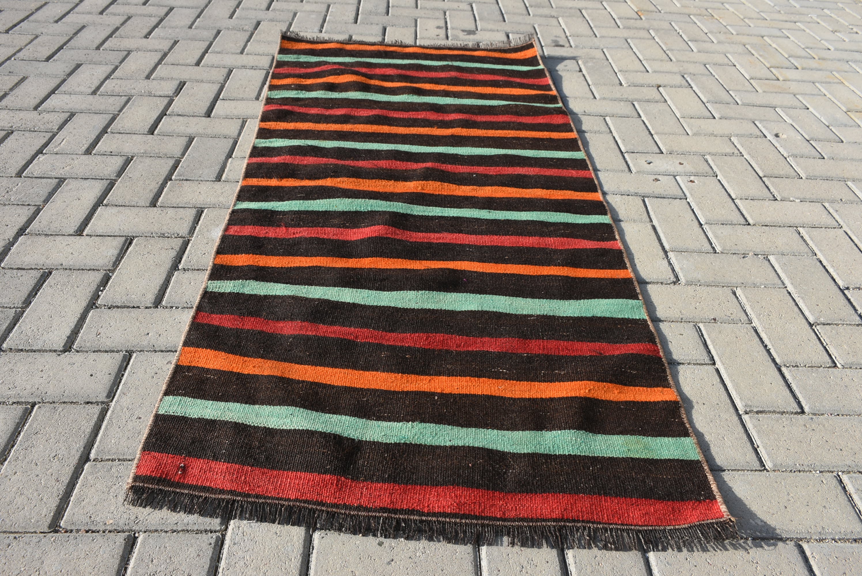 Office Rug, Cool Rug, Turkish Rug, 2.6x5.4 ft Small Rug, Black Floor Rug, Vintage Rugs, Door Mat Rugs, Kilim, Bedroom Rug, Oushak Rug