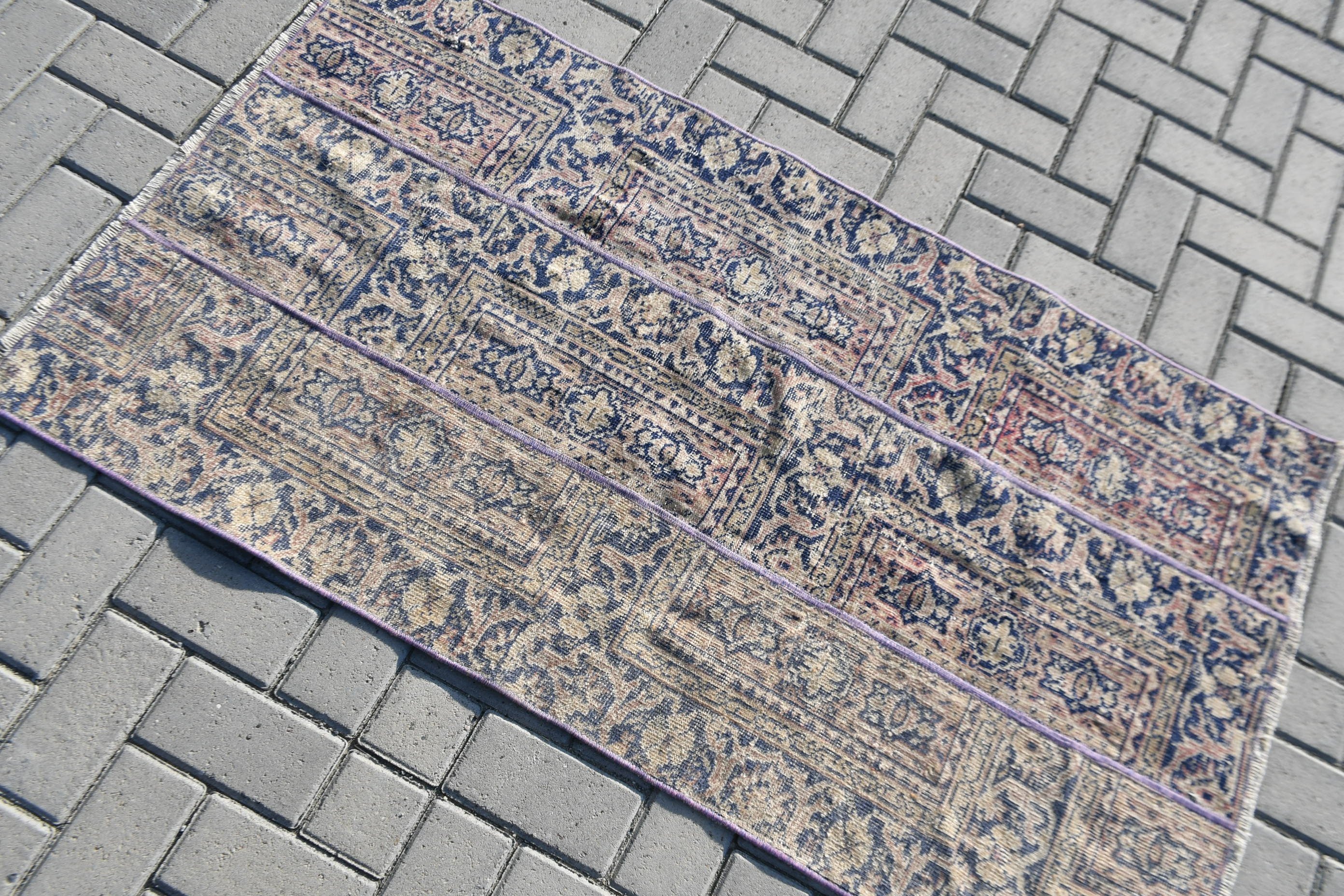 Rugs for Entry, 2.7x4.9 ft Small Rugs, Bathroom Rugs, Bedroom Rug, Turkish Rug, Nursery Rug, Blue Wool Rugs, Vintage Rug