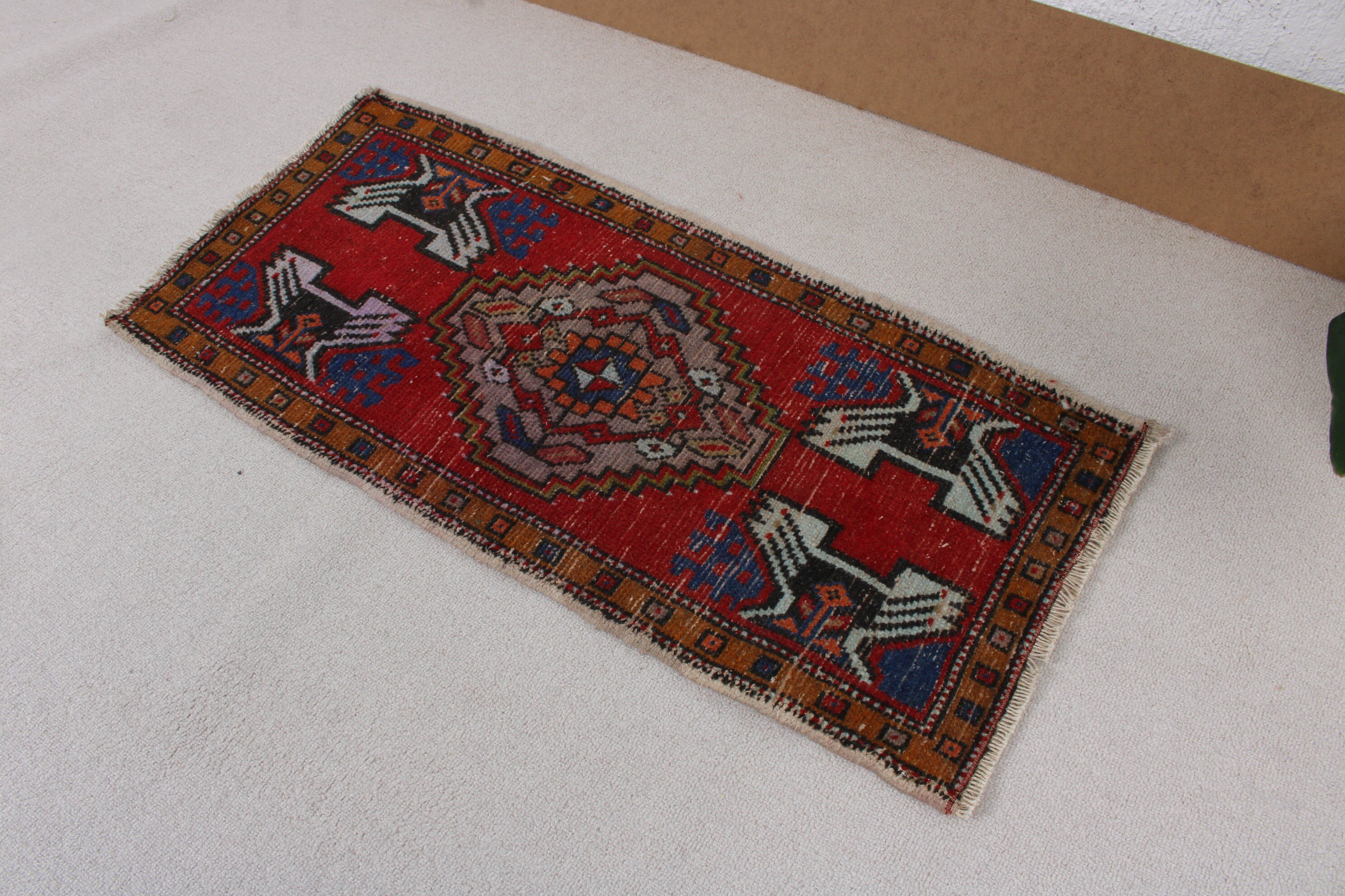 Gri Antika Halılar, Türk Halısı, Boho Halısı, 1.4x3.2 ft Küçük Halı, Düz Dokuma Halı, Vintage Halılar, Geometrik Halı, Araba Paspas Halısı, Küçük Vintage Halılar