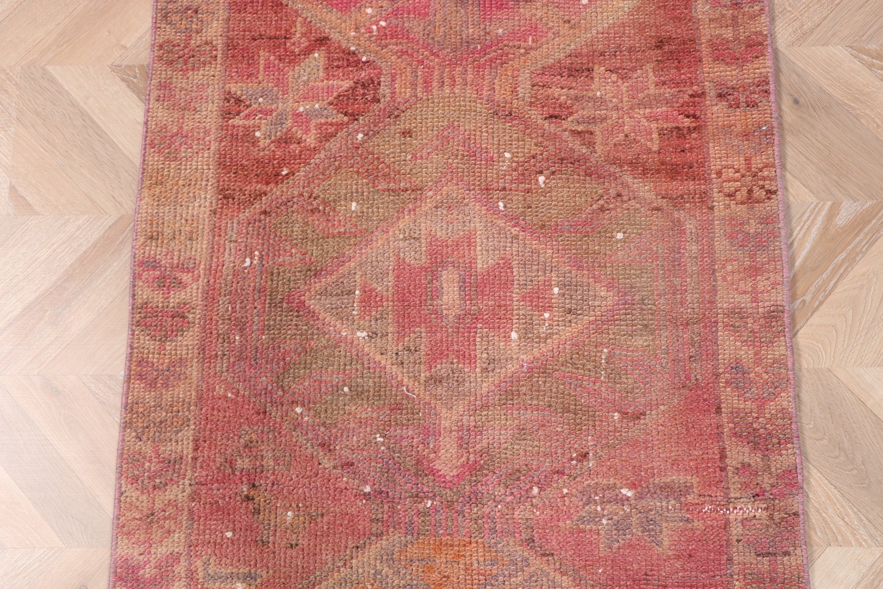 Anatolian Rugs, Vintage Rug, 2.4x10.3 ft Runner Rugs, Neutral Rug, Turkish Rugs, Corridor Rug, Exotic Rugs, Kitchen Rugs, Orange Boho Rugs