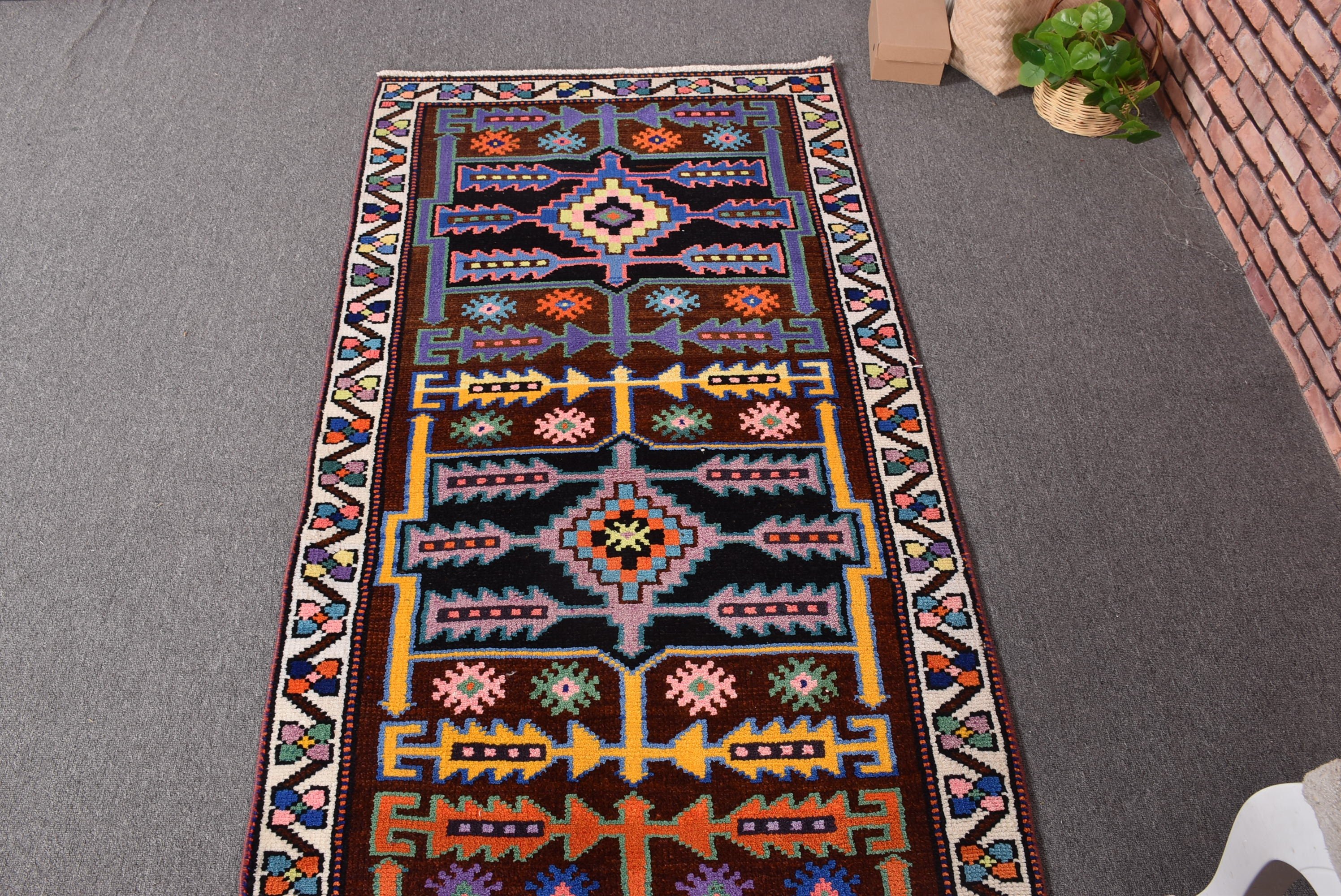 Mutfak Halıları, Runner Halıları, Koridor Halısı, 2,9x12,9 ft Runner Halısı, Kahverengi Modern Halı, Vintage Halılar, Havalı Halı, Türk Halısı, Açıklama Halıları