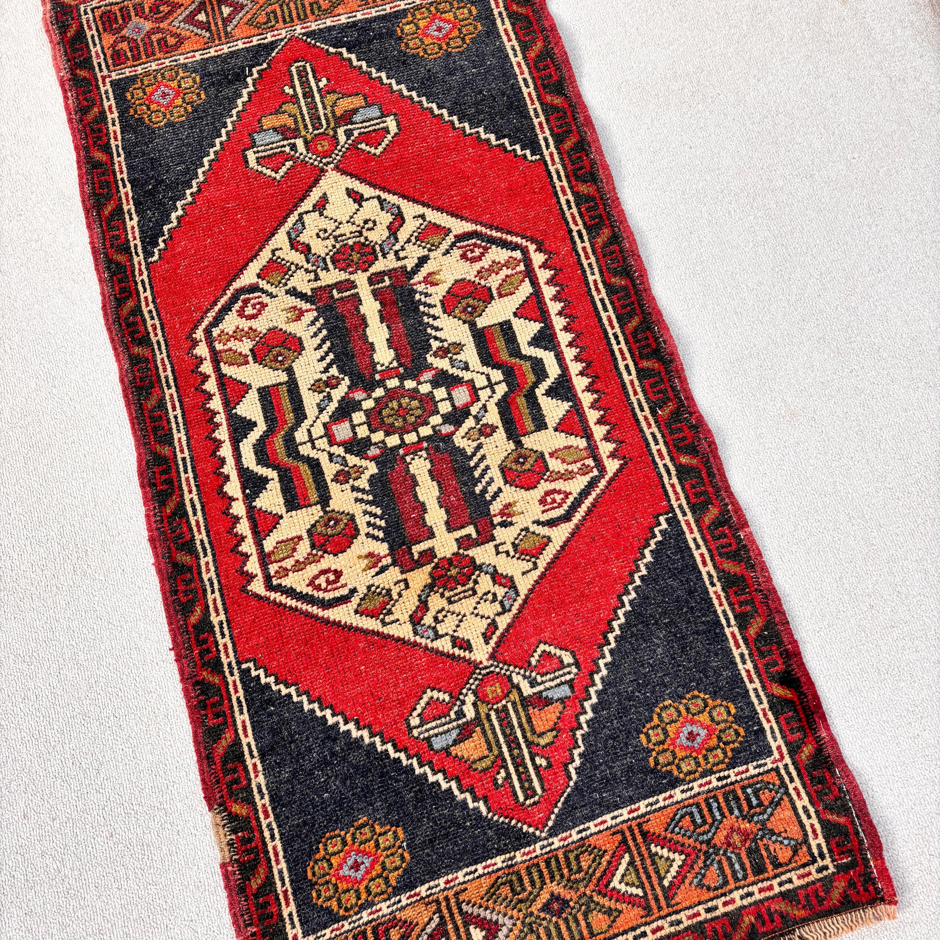 Kitchen Rug, Bedroom Rugs, Red Handwoven Rugs, Turkish Rug, 2x4.2 ft Small Rugs, Anatolian Rug, Exotic Rugs, Vintage Rugs, Handwoven Rugs