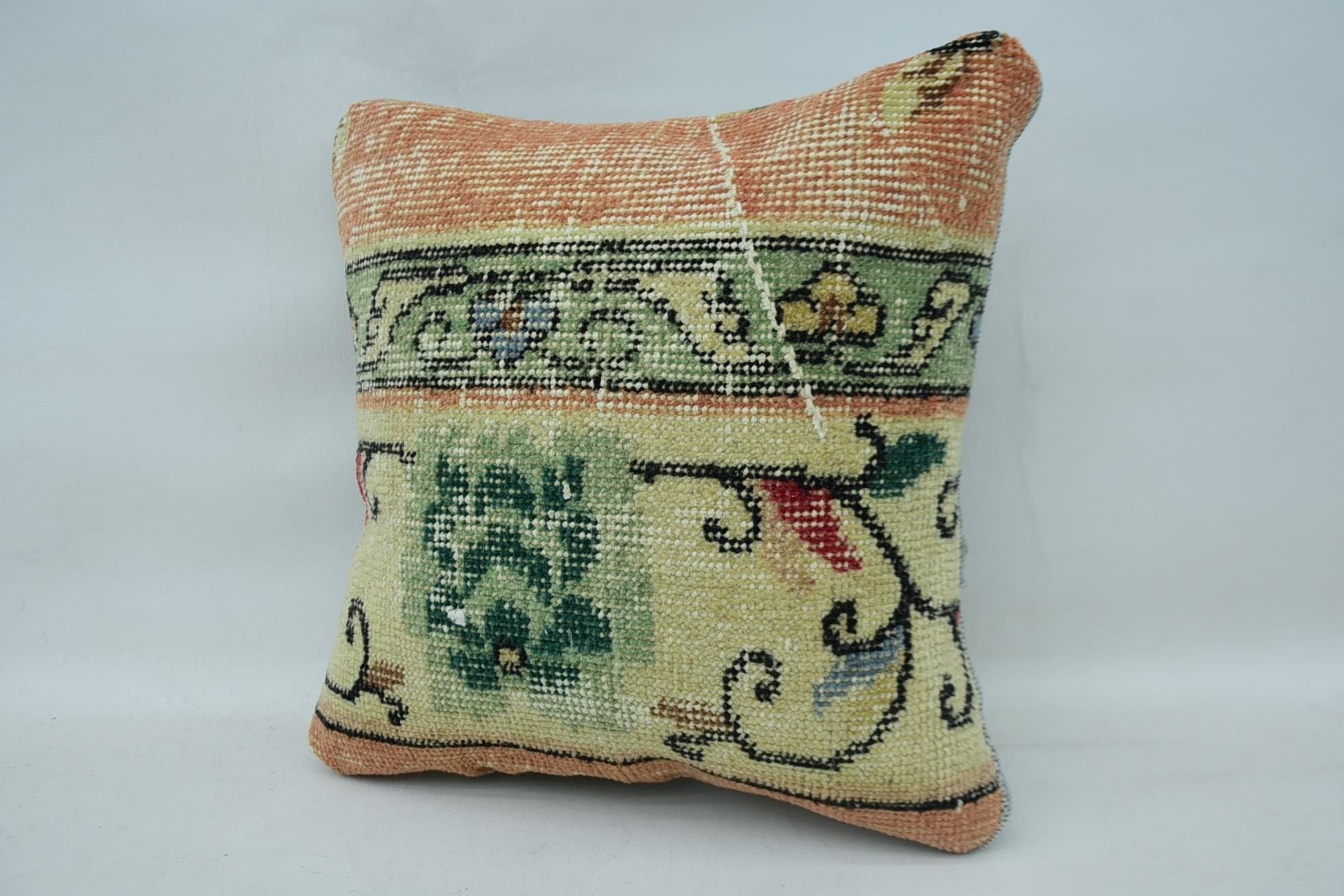 Boho Pillow, Aztec Pillow, 14"x14" Beige Cushion Case, Vintage Pillow, Decorative Pillow Case, Antique Pillows