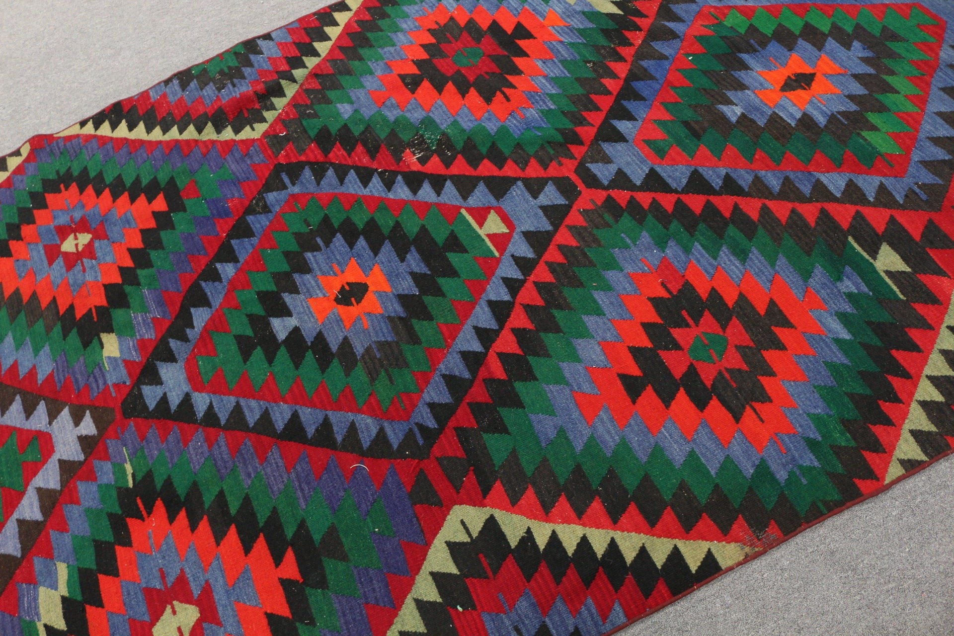 Yemek Odası Halıları, Mutfak Halıları, Yatak Odası Halıları, Kilim, Gökkuşağı Oushak Halısı, 5.1x10.1 ft Büyük Halı, Antika Halı, Türk Halısı, Vintage Halı