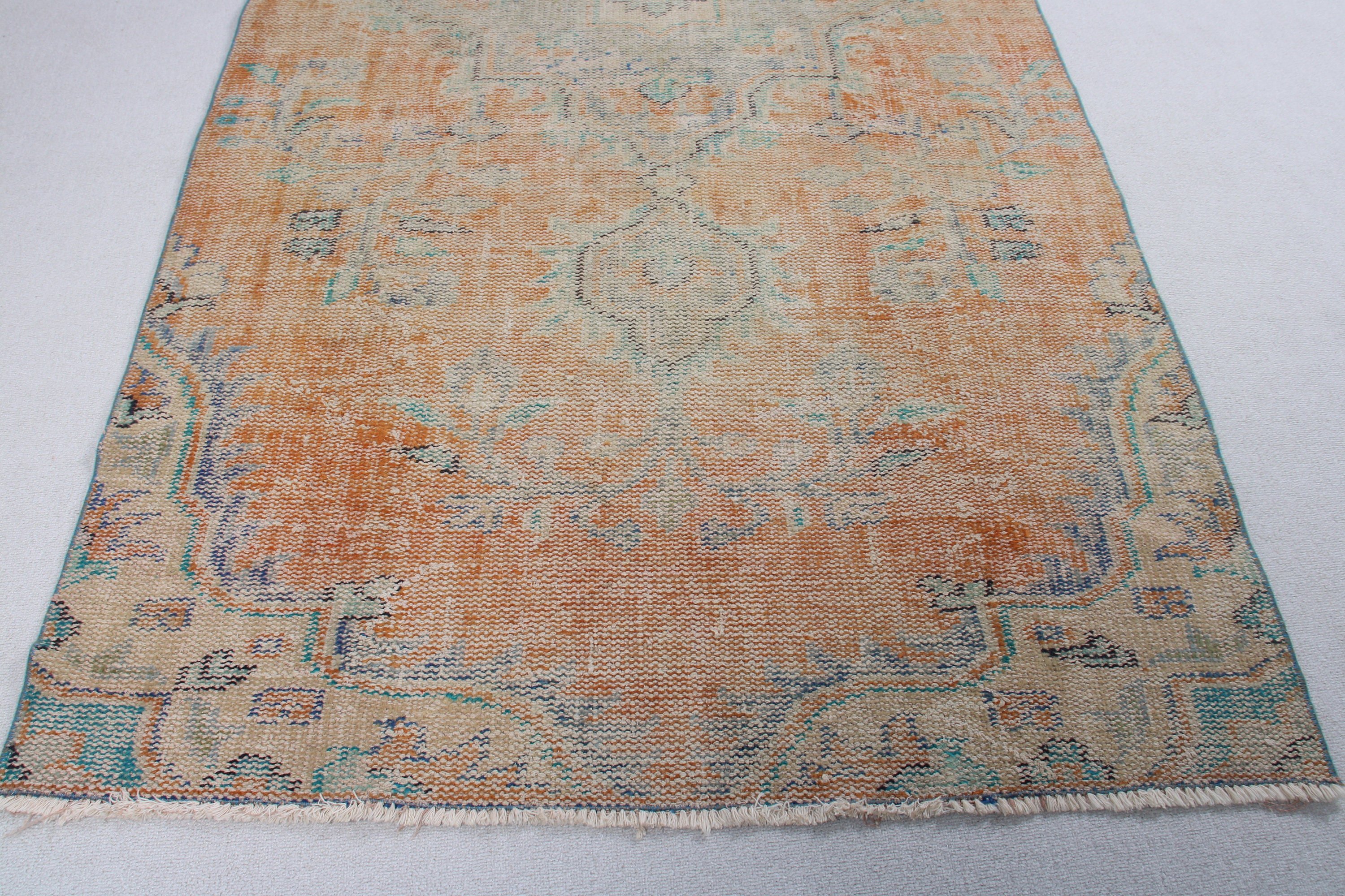 Flatweave Rug, Vintage Decor Rug, Orange Boho Rugs, Cool Rug, Nursery Rug, Oushak Area Rug, Vintage Rugs, 4.2x8.7 ft Area Rug, Turkish Rugs