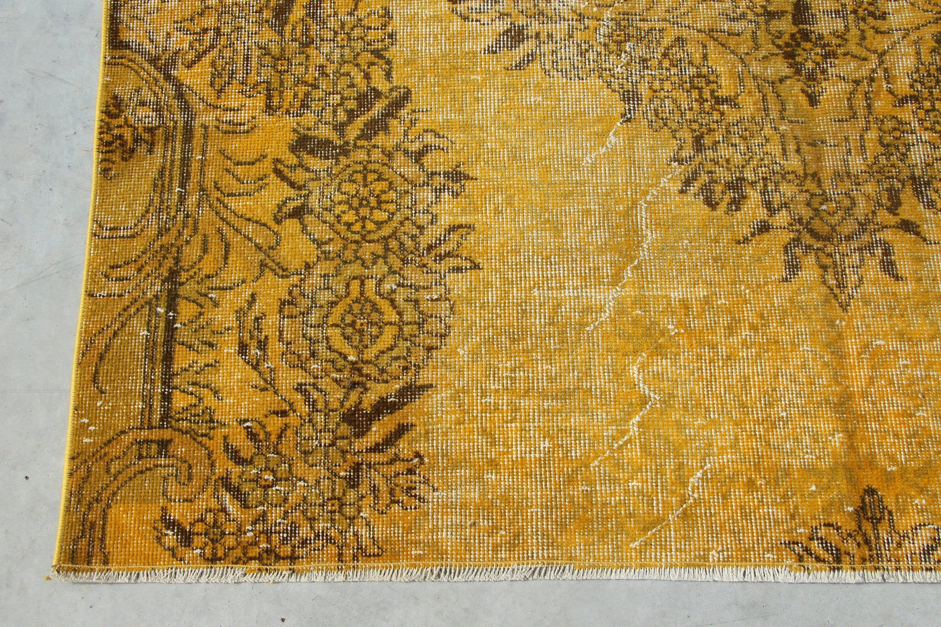 Aztec Rugs, Antique Rugs, Rugs for Nursery, Nursery Rug, 5.6x7.1 ft Area Rugs, Yellow Floor Rug, Turkish Rug, Vintage Rug, Bedroom Rug