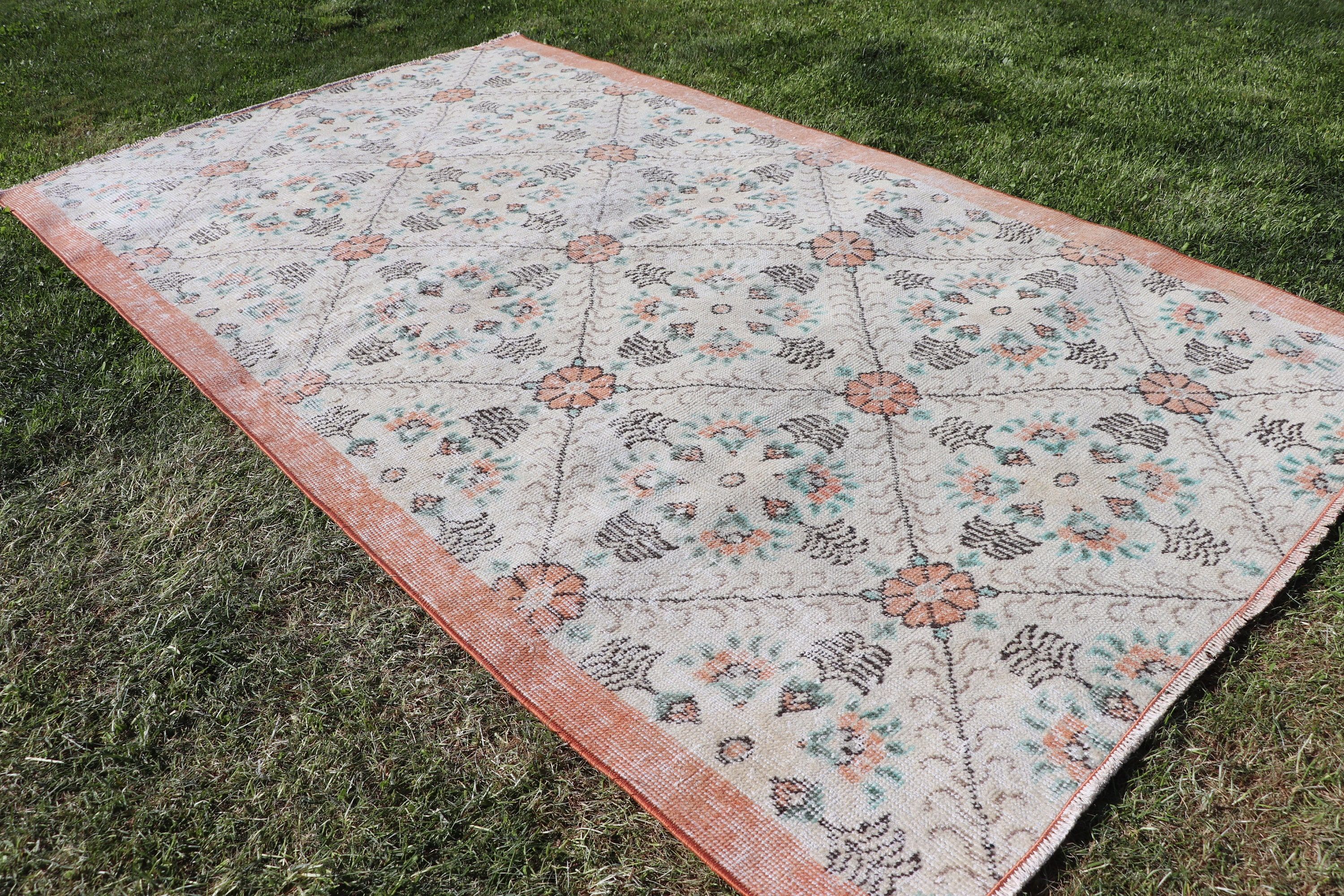 Türk Halıları, Boho Halısı, Dekoratif Halı, Mutfak Halısı, Nötr Halı, Giriş Halıları, Vintage Halılar, Bej Geometrik Halı, 3,7x6,3 ft Vurgu Halıları