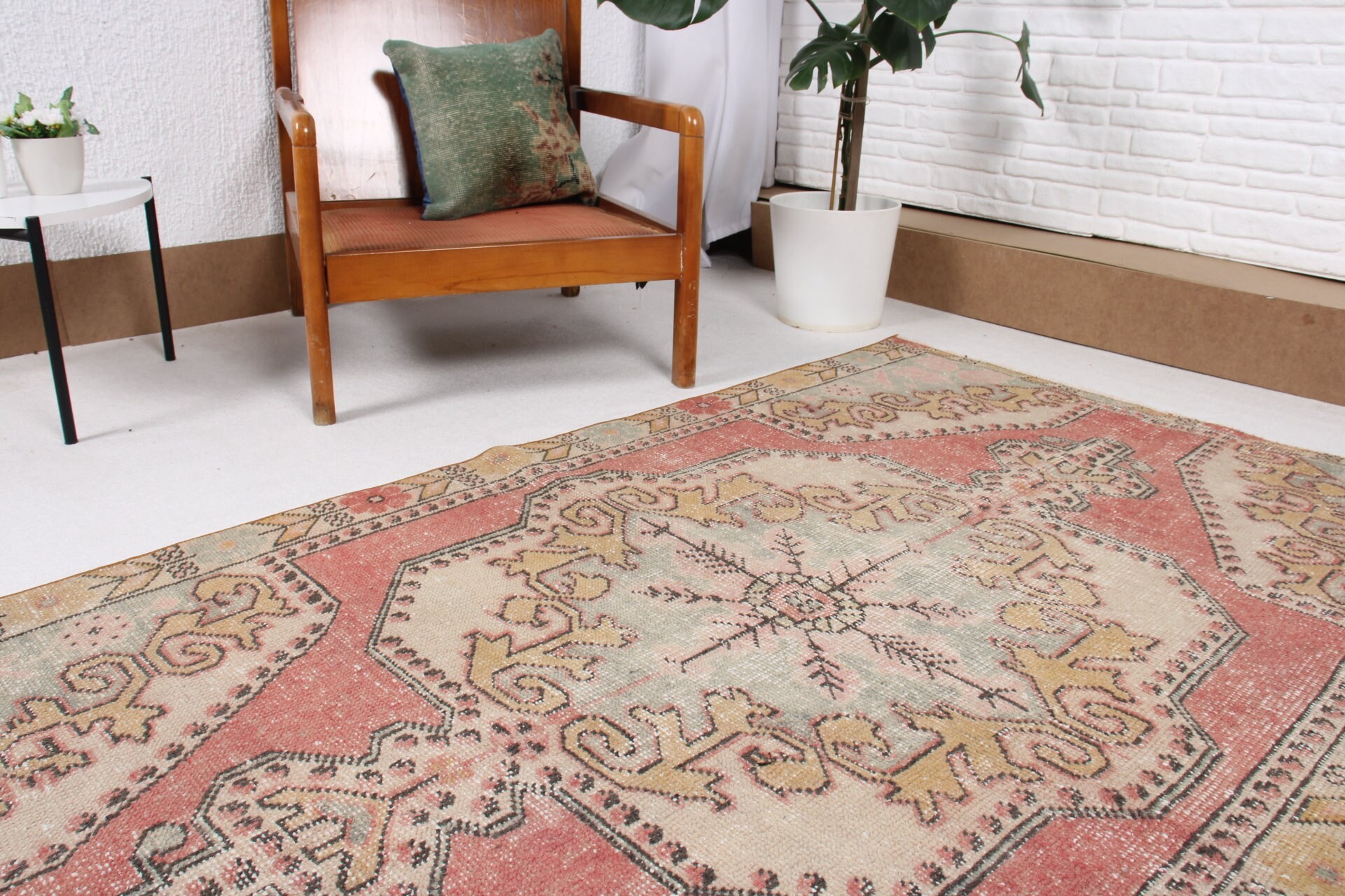 Antique Rug, Red Kitchen Rug, Turkish Rugs, 3.9x6.5 ft Area Rugs, Designer Rug, Vintage Rugs, Living Room Rug, Indoor Rugs, Home Decor Rug