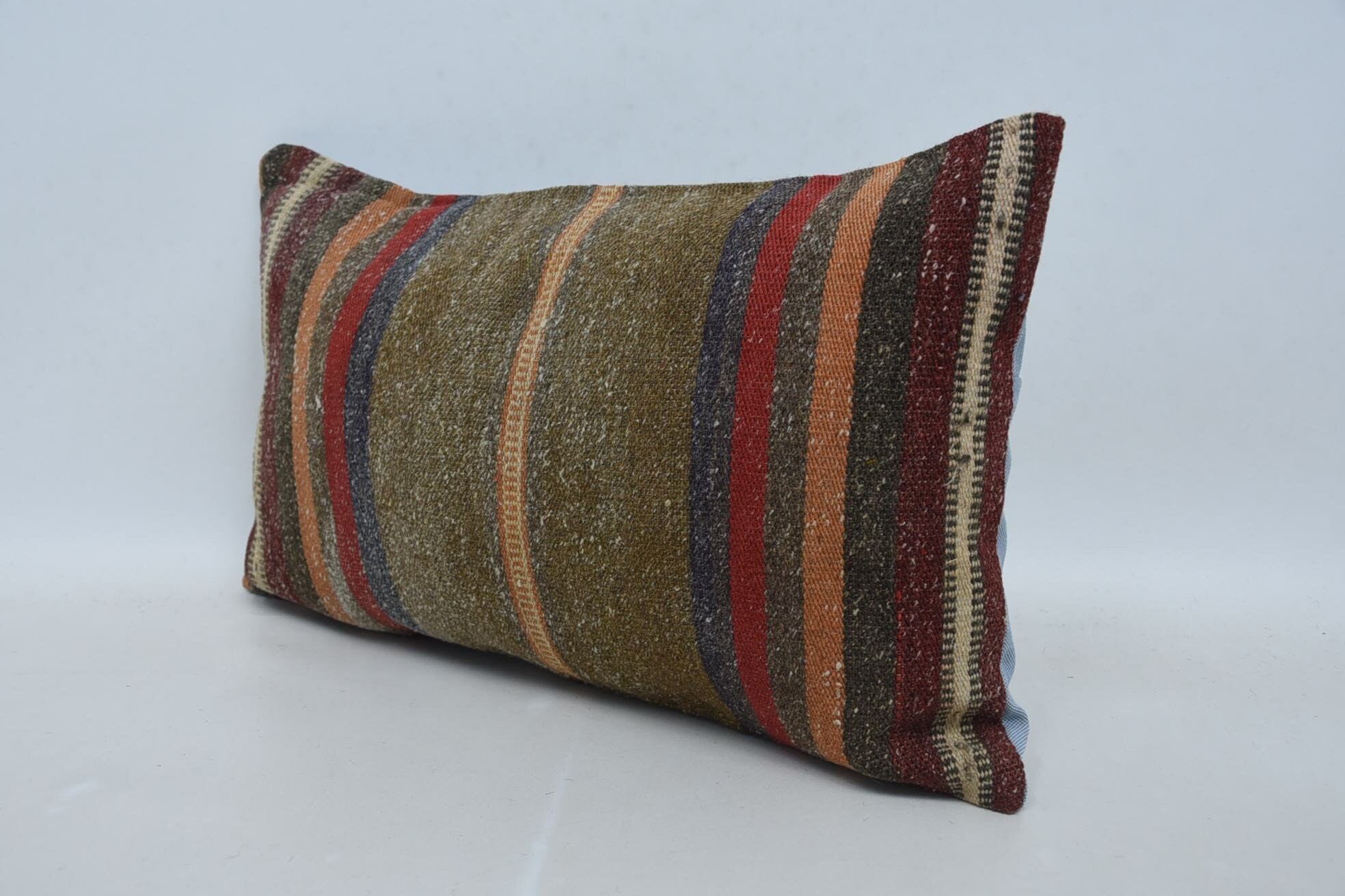 Retro Pillow Sham, Authentic Pillow, Vintage Pillow, Pillow for Sofa, 12"x20" Brown Cushion Case, Ethnical Kilim Rug Pillow