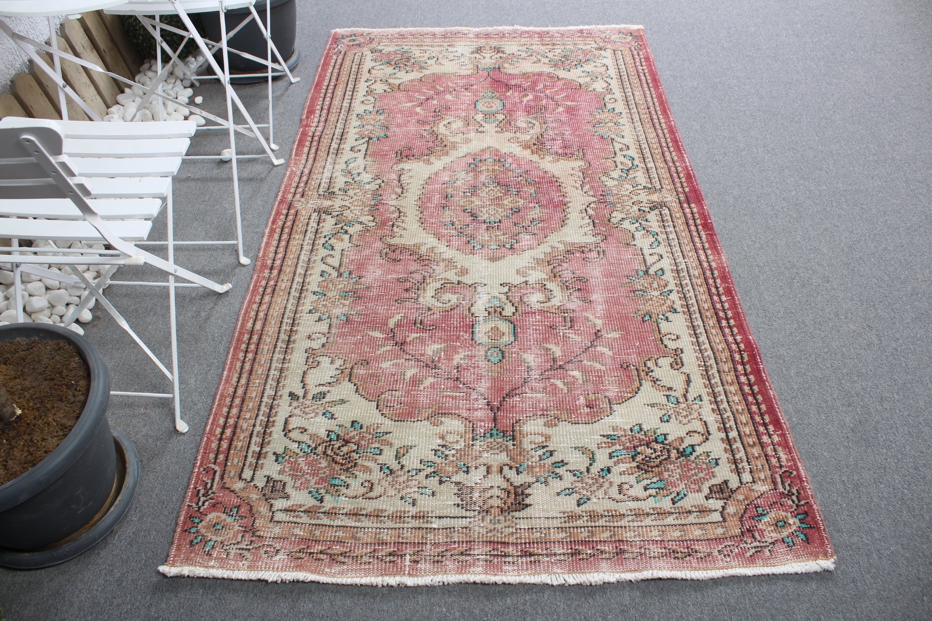 Doğal Halılar, Mutfak Halıları, İç Mekan Halıları, Oryantal Halı, Vintage Halı, Anadolu Halısı, Türk Halıları, Pembe 3,9x6,6 ft Alan Kilimi