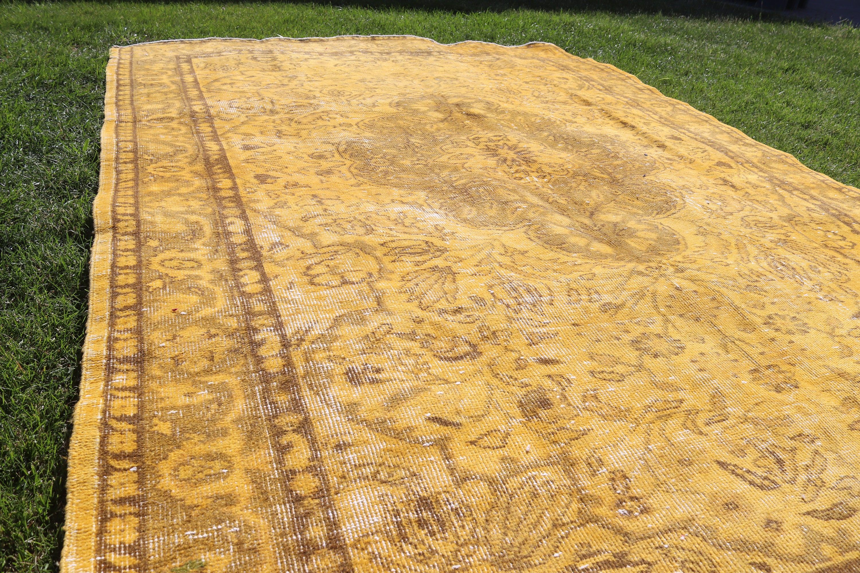 Office Rug, 5.7x8.5 ft Large Rug, Large Vintage Rug, Vintage Rug, Bedroom Rug, Luxury Rugs, Turkish Rugs, Handwoven Rug, Yellow Floor Rugs