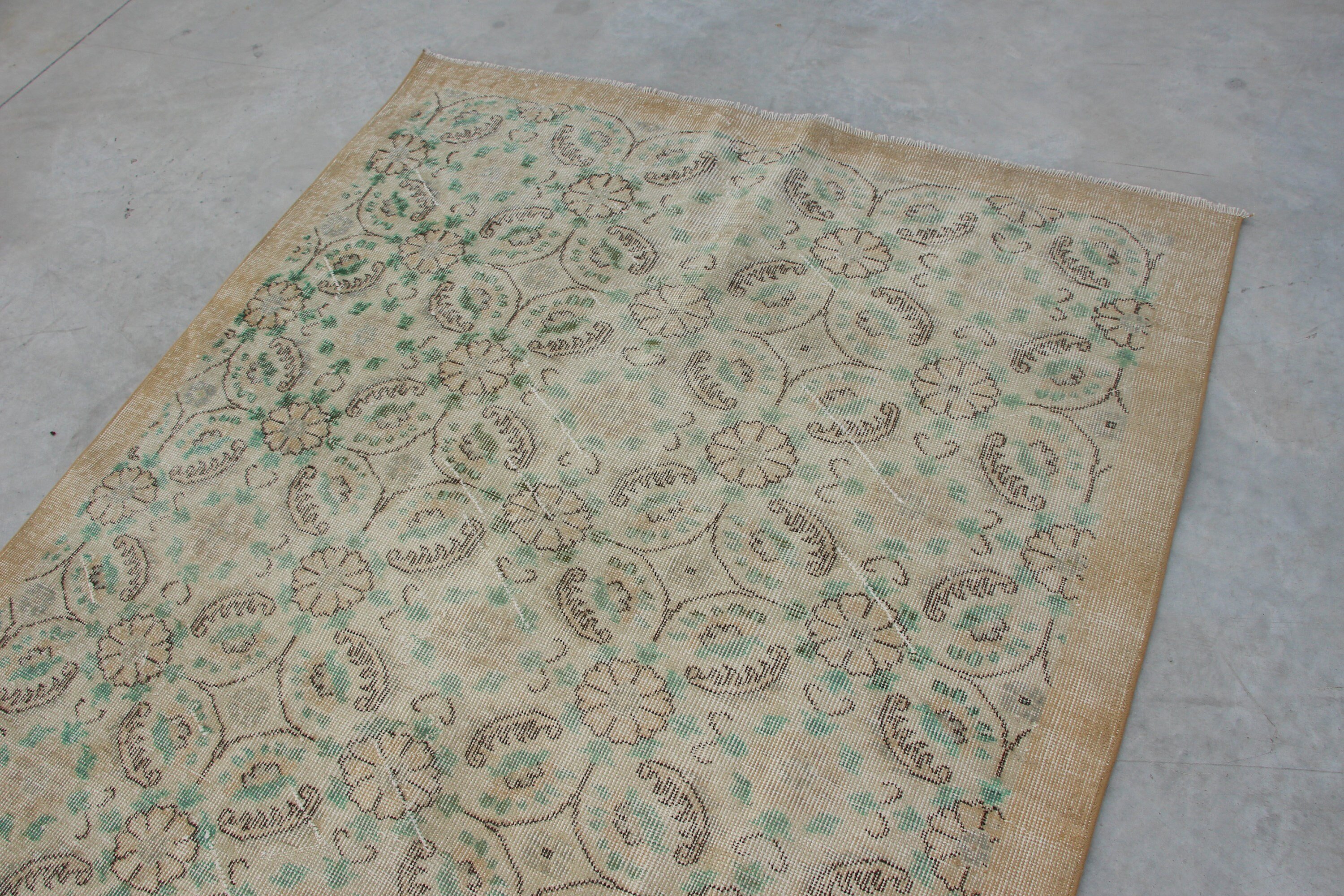 Kabile Halısı, Oturma Odası Halısı, Türk Halısı, Yatak Odası Halısı, Antika Halı, Vintage Halı, Bej 5.1x8.3 ft Büyük Halı, Yemek Odası Halısı