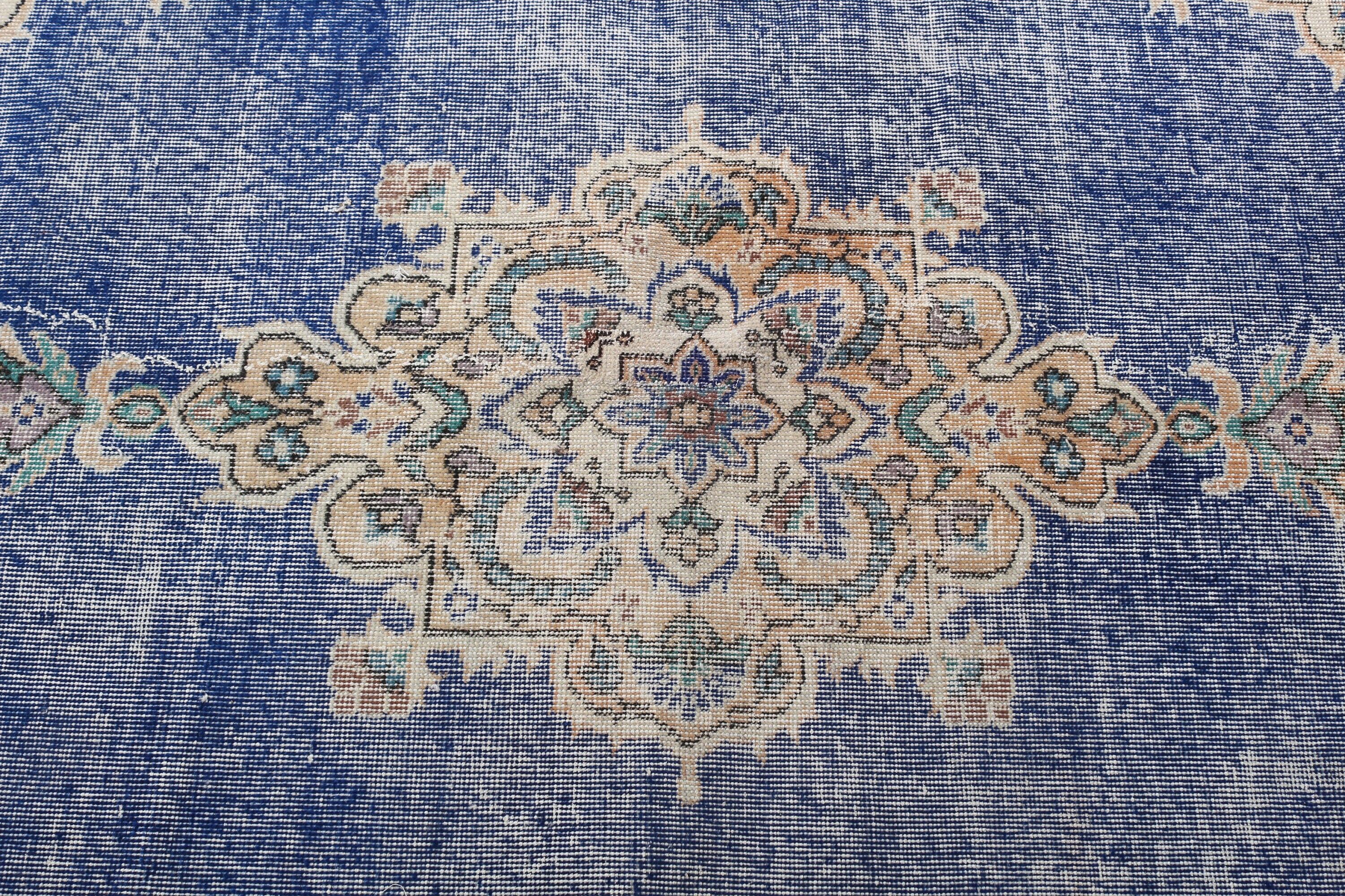 Rugs for Dining Room, Blue  4.3x8.4 ft Area Rug, Floor Rugs, Wool Rug, Nursery Rugs, Vintage Rug, Dorm Rug, Turkish Rugs