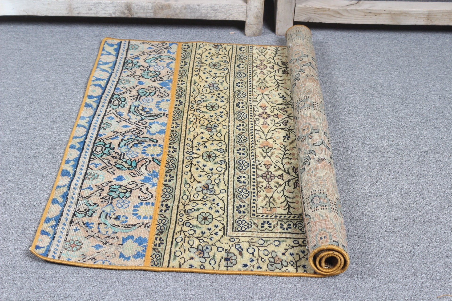 Door Mat Rugs, Green Anatolian Rug, Oushak Rugs, Vintage Rugs, Car Mat Rug, Rugs for Bath, Turkish Rug, Moroccan Rug, 2.4x3 ft Small Rug