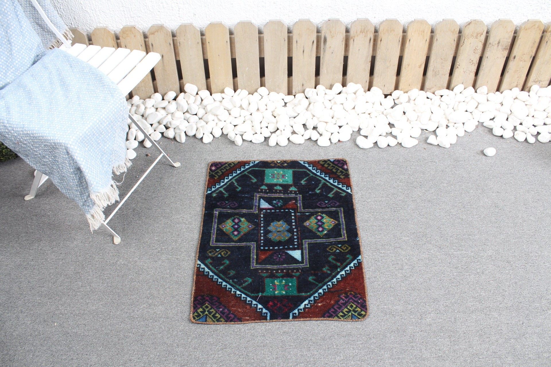 Moroccan Rug, Oriental Rug, 1.7x2 ft Small Rugs, Bath Rug, Art Rug, Car Mat Rug, Vintage Rug, Turkish Rug, Blue Wool Rugs, Rugs for Kitchen