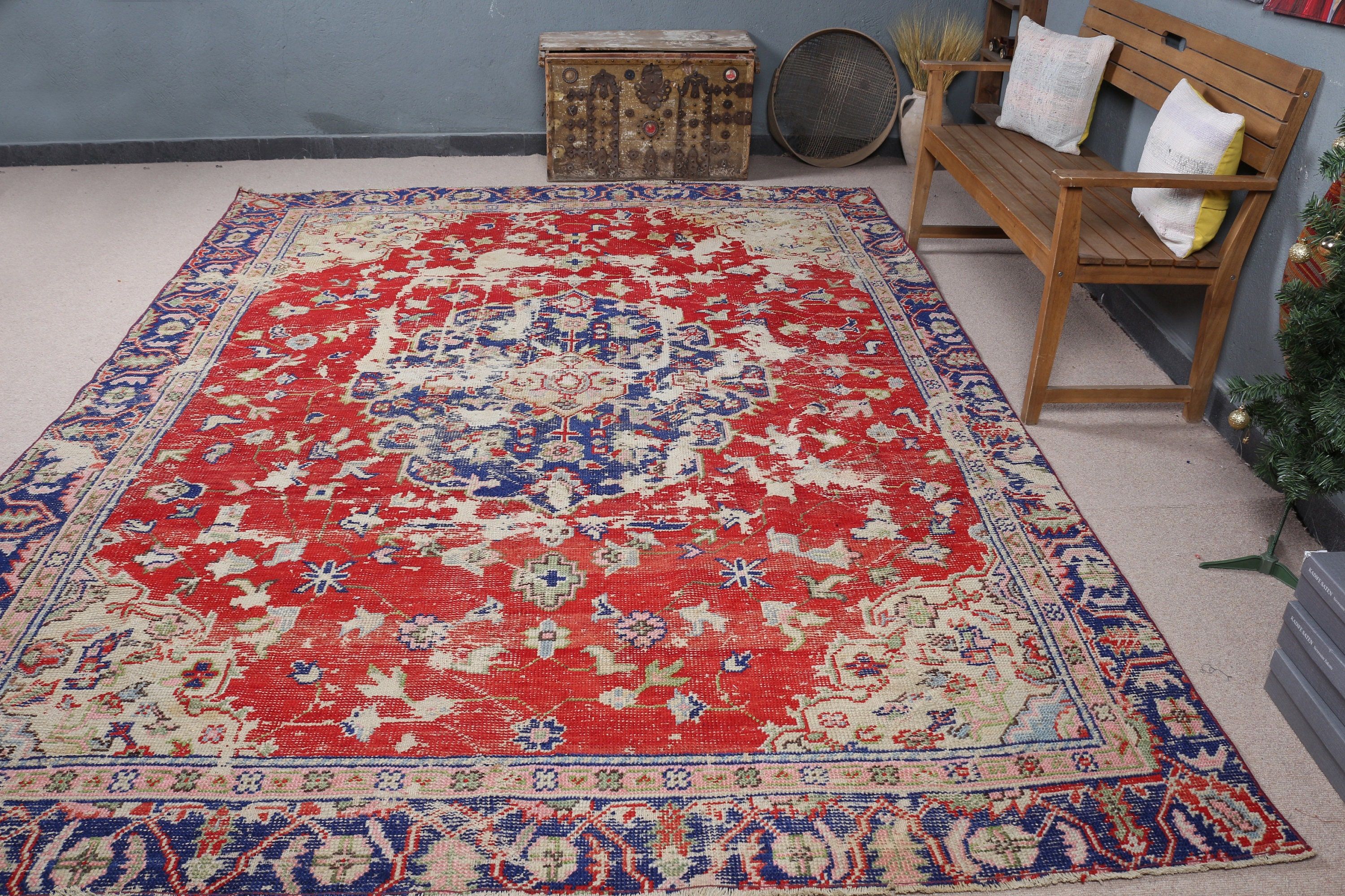 Kitchen Rug, Red Home Decor Rug, Vintage Rugs, Turkish Rug, Living Room Rug, Dining Room Rugs, Antique Rug, 8x10.6 ft Oversize Rug, Old Rug