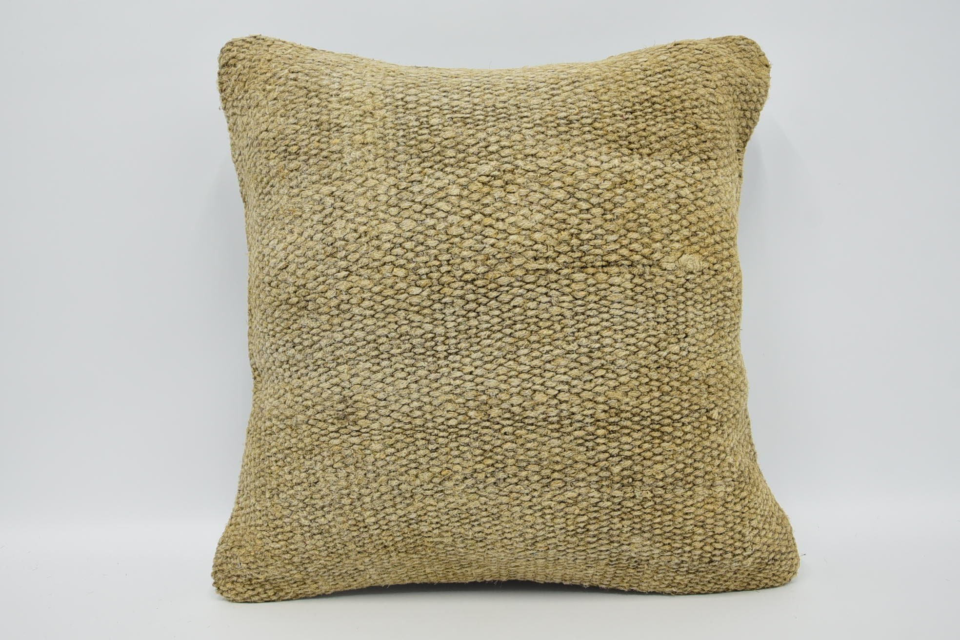 Gift Pillow, Handmade Kilim Cushion, Bolster Throw Pillow, 18"x18" Beige Cushion, Indoor Pillow Case, Antique Pillows, Ikat Pillow Case