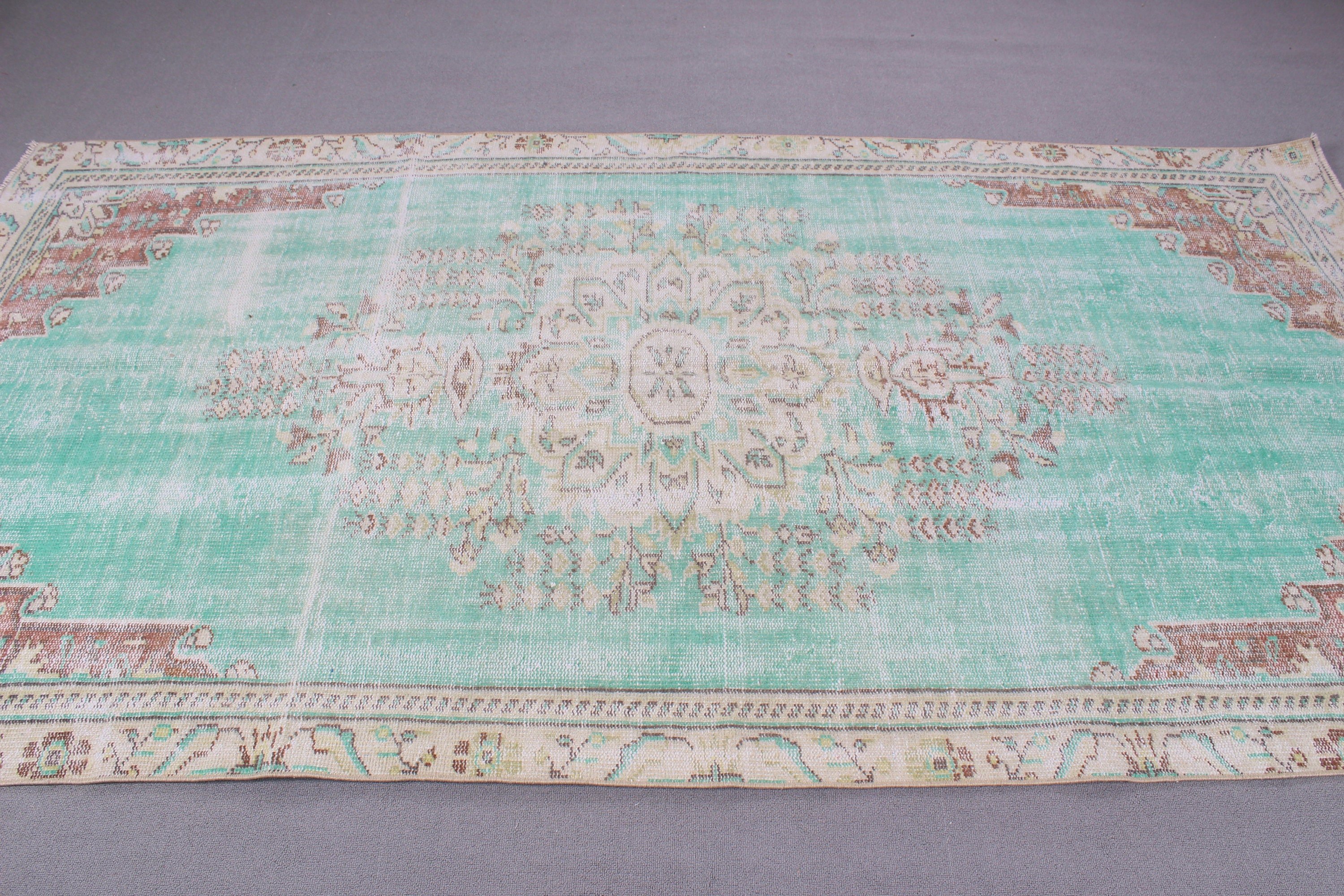 Dining Room Rugs, Large Vintage Rugs, Cool Rug, Exotic Rug, Statement Rugs, 5x9.3 ft Large Rugs, Green Modern Rug, Turkish Rug, Vintage Rug