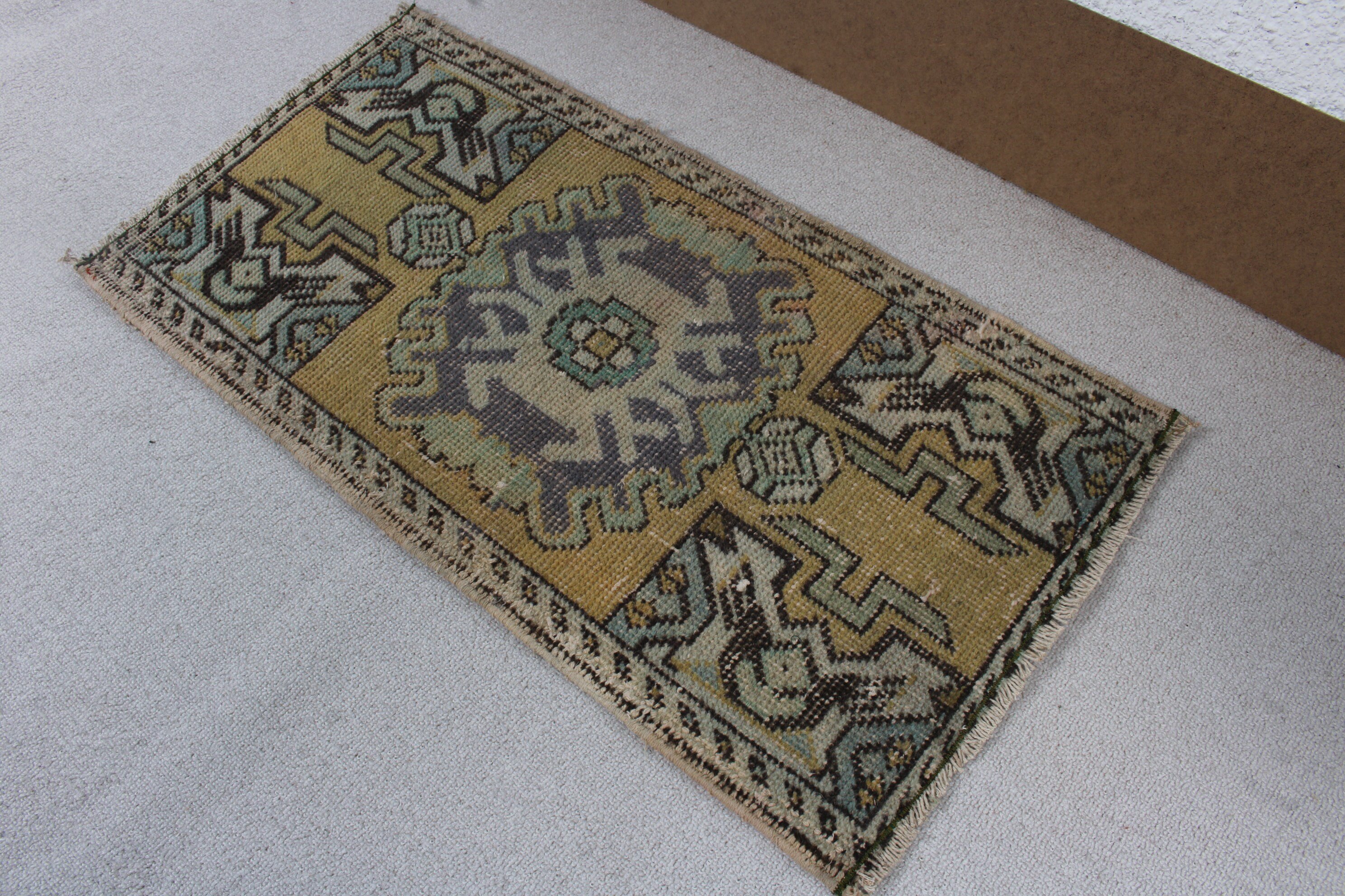 Bohemian Rug, Car Mat Rugs, Vintage Rugs, Boho Rug, 1.5x2.9 ft Small Rug, Turkish Rug, Floor Rugs, Yellow Moroccan Rugs, Wall Hanging Rugs