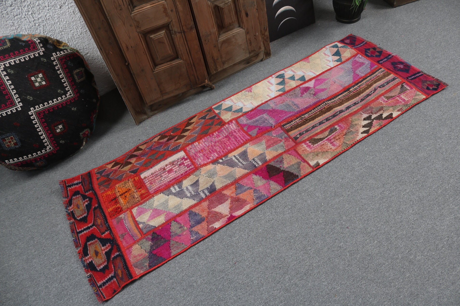 Cool Rug, Handwoven Rug, Turkish Rug, Hallway Rug, Pink Oriental Rug, Office Rugs, 2.1x5.9 ft Runner Rug, Long Runner Rugs, Vintage Rugs