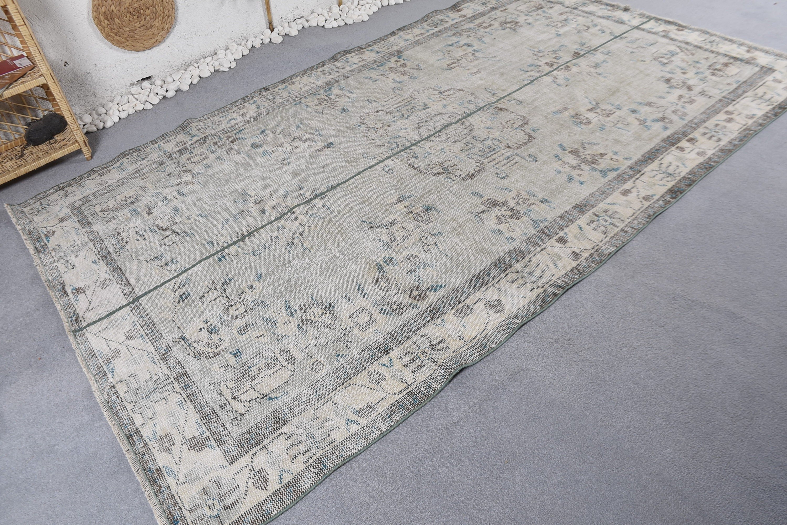 Floor Rug, Flatweave Rugs, Turkish Rugs, Vintage Rug, Salon Rug, Neutral Rug, Large Vintage Rugs, Blue  5.7x9.5 ft Large Rug