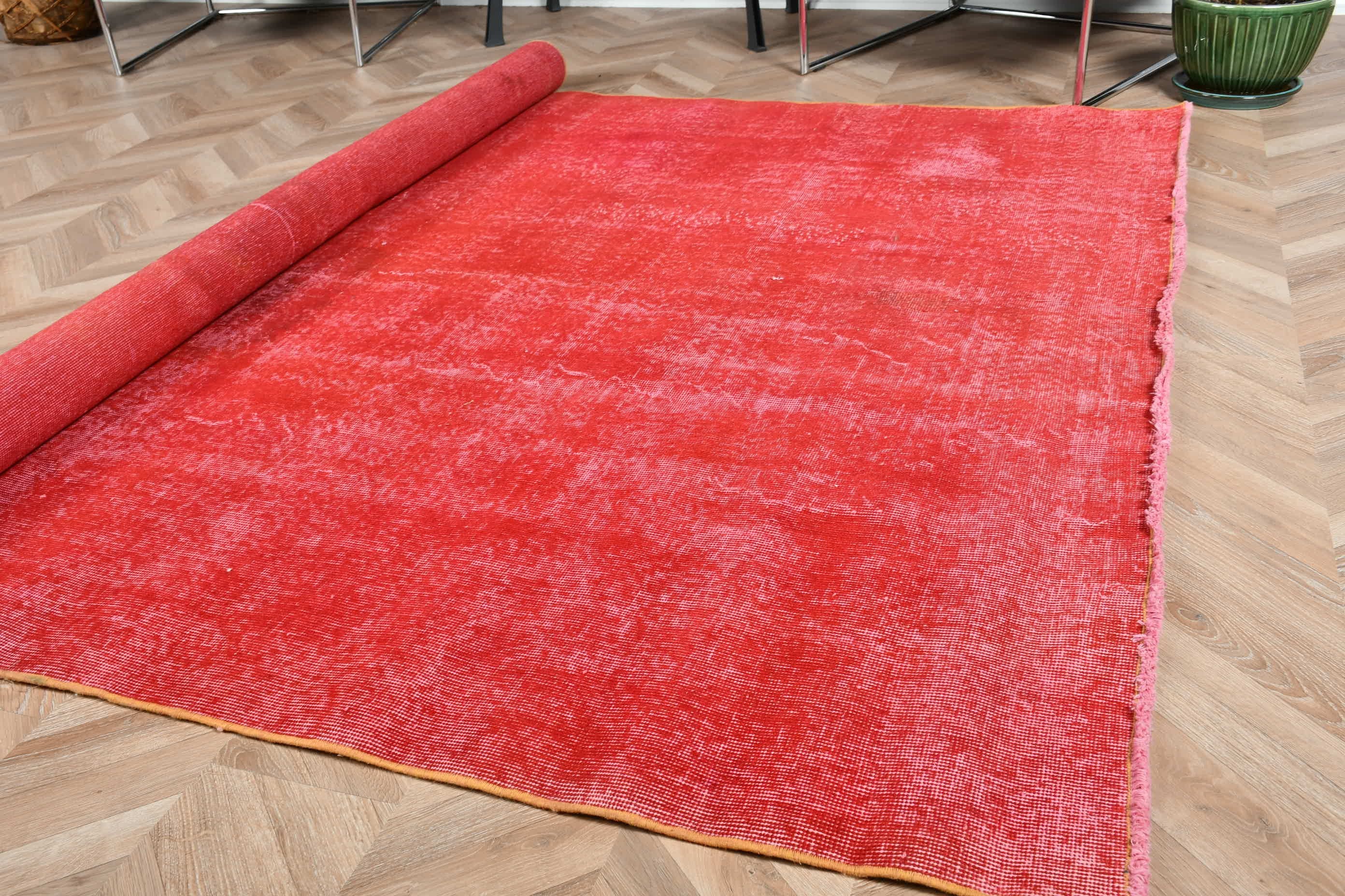 Bedroom Rug, Red Anatolian Rug, 6.6x9.4 ft Large Rug, Rugs for Bedroom, Floor Rug, Salon Rug, Turkish Rugs, Vintage Rug, Antique Rugs