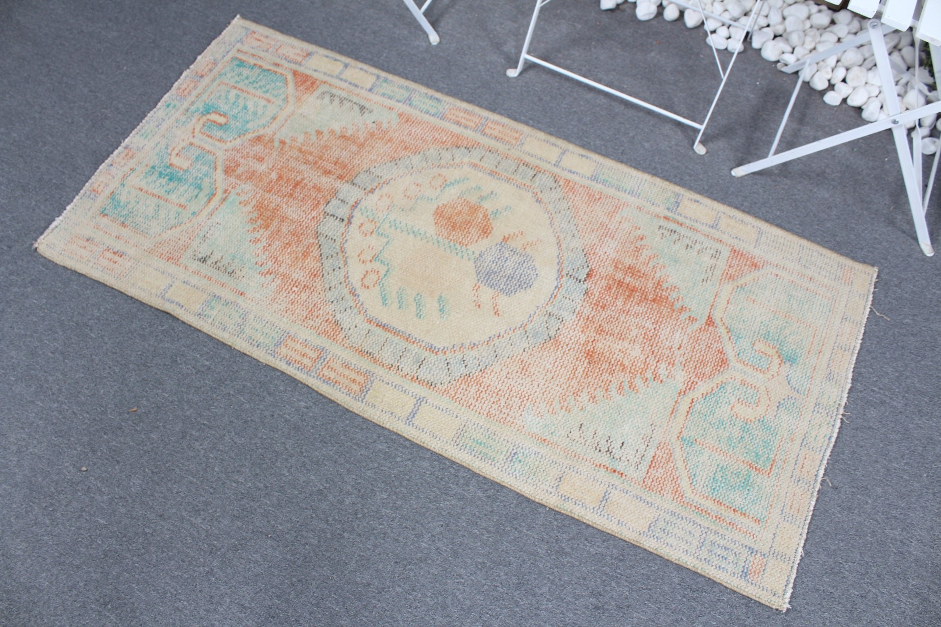 Oushak Rug, Orange Cool Rugs, 2.4x5 ft Small Rug, Turkish Rugs, Vintage Rugs, Rugs for Nursery, Bedroom Rug, Bath Rug