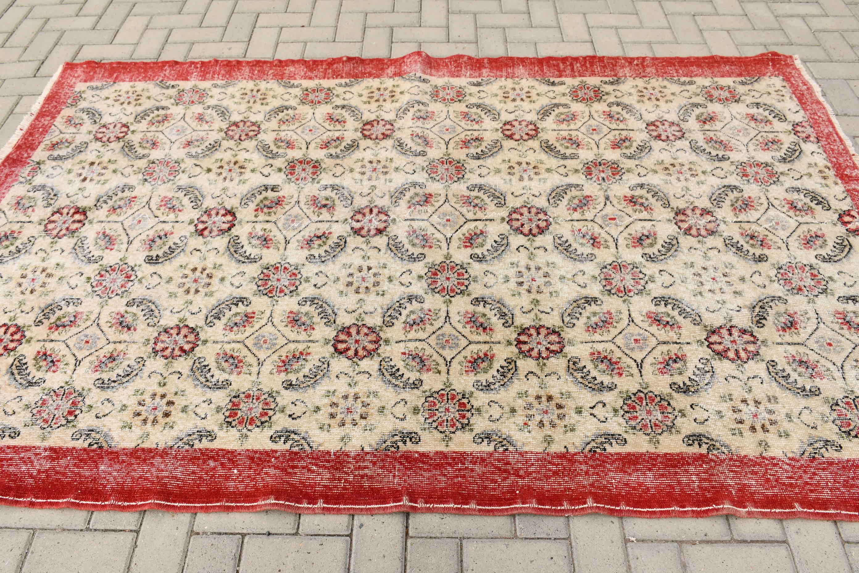 Antique Rugs, Salon Rug, Kitchen Rug, Art Rug, 5.1x8.3 ft Large Rug, Dining Room Rug, Beige Bedroom Rugs, Vintage Rug, Turkish Rug