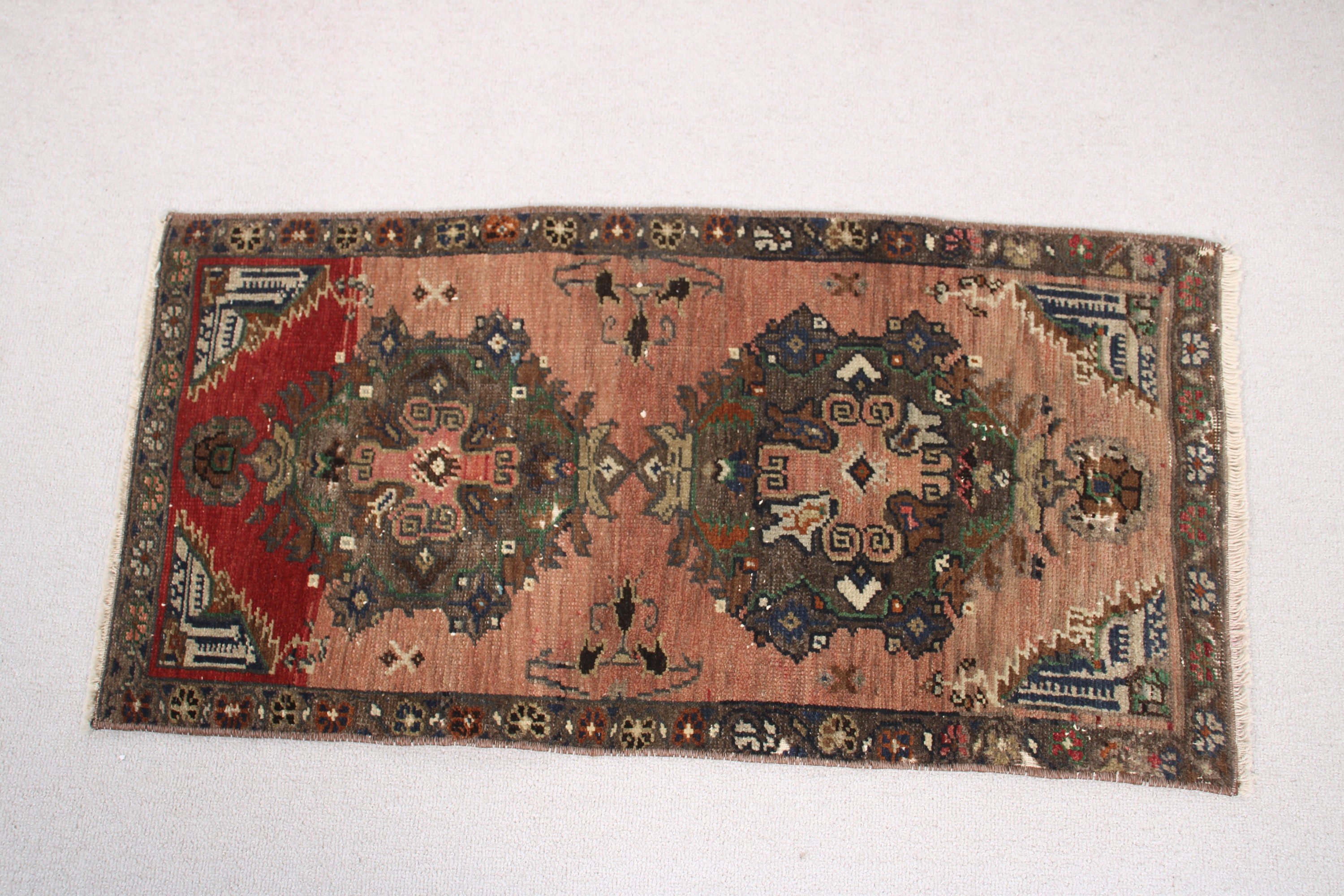 Boho Halı, Araba Paspas Halısı, Dekoratif Halı, Turuncu Oryantal Halılar, 1,5x3 ft Küçük Halılar, Banyo Halıları, Vintage Halılar, Türk Halıları, Anadolu Halıları