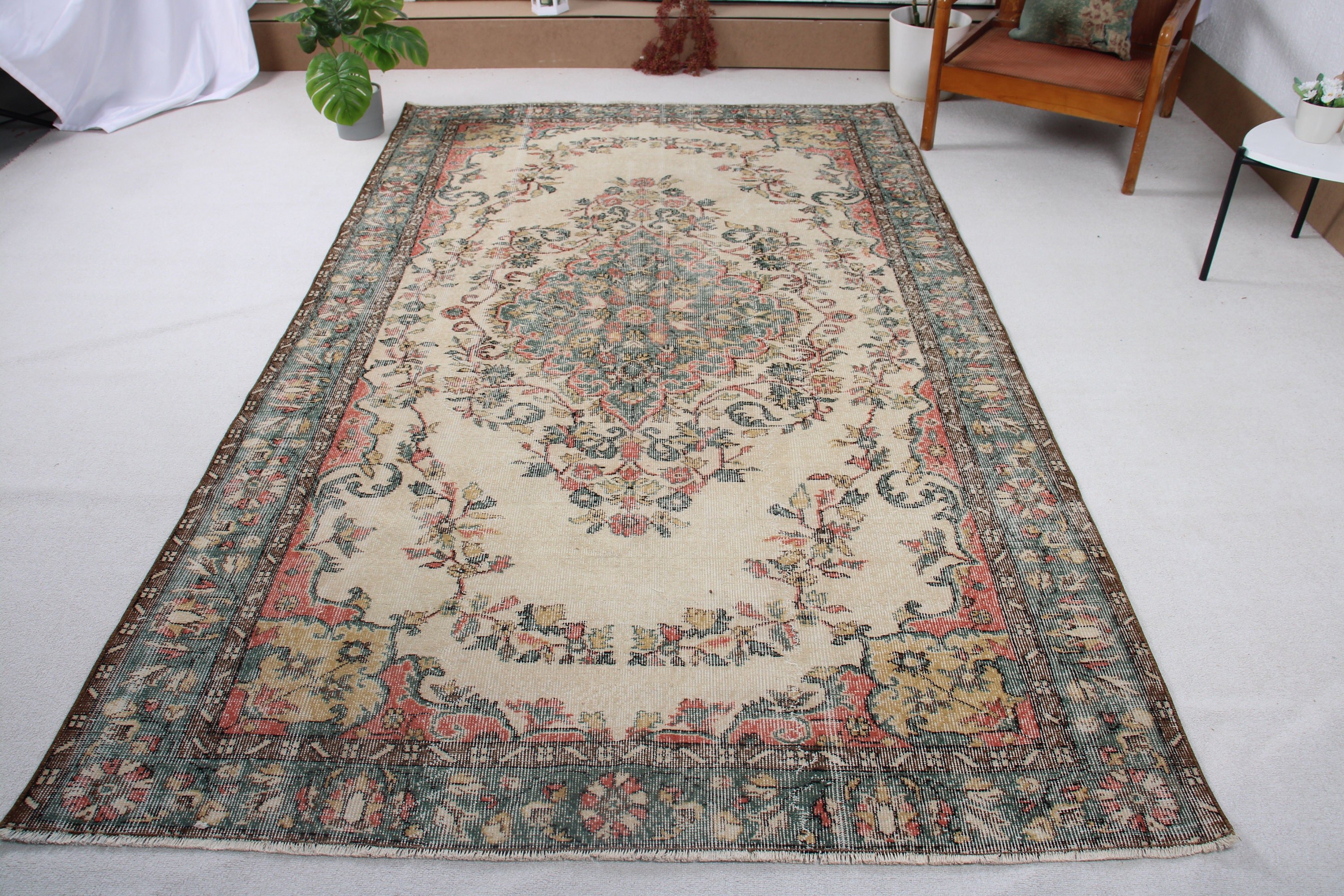 Bedroom Rugs, Turkey Rug, Oushak Rug, Dining Room Rugs, Turkish Rug, Modern Rug, Vintage Rugs, 5.6x9.3 ft Large Rug, Beige Oushak Rug