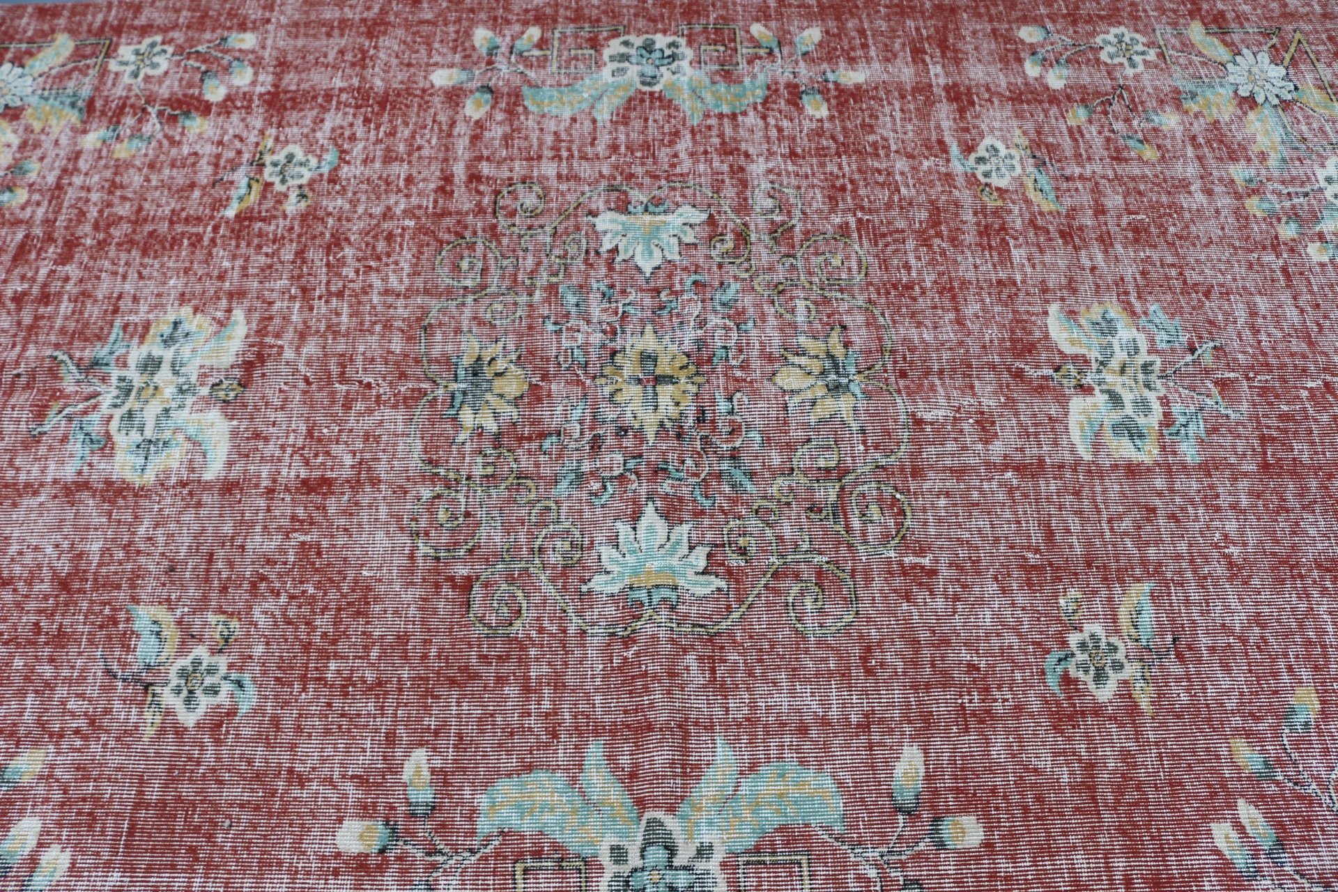 Türk Halıları, Vintage Halılar, 5.1x8.2 ft Büyük Halı, Oushak Halısı, Turuncu Yün Halısı, Oturma Odası Halıları, Yer Halısı, Yatak Odası Halısı, Dekoratif Halılar