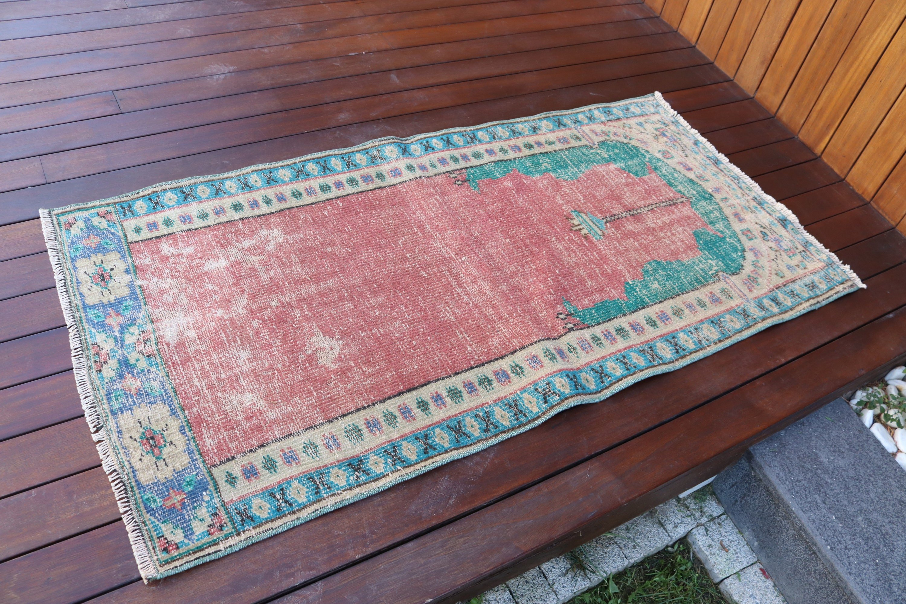 Kırmızı Soğuk Halı, Küçük Boho Halılar, Etnik Halılar, Türk Halısı, Nötr Halılar, Vintage Halılar, Yatak Odası Halısı, El Dokuma Halı, 2,5x4,9 ft Küçük Halılar