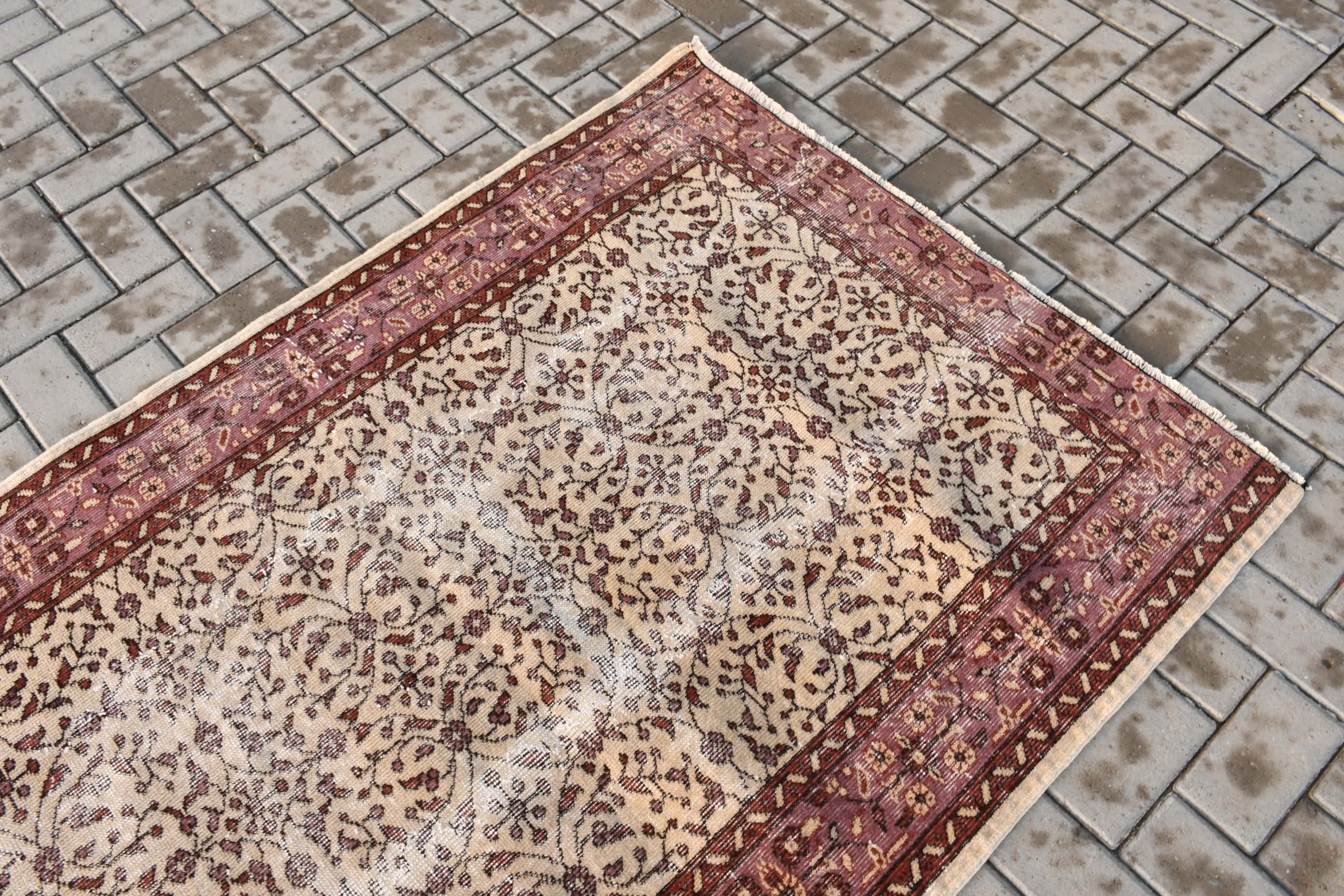 Vintage Halılar, Mutfak Halısı, 3.8x6.4 ft Alan Halısı, Estetik Halı, Yatak Odası Halıları, Yer Halısı, Fas Halıları, Türk Halısı, Bej Ev Dekorasyonu Halısı