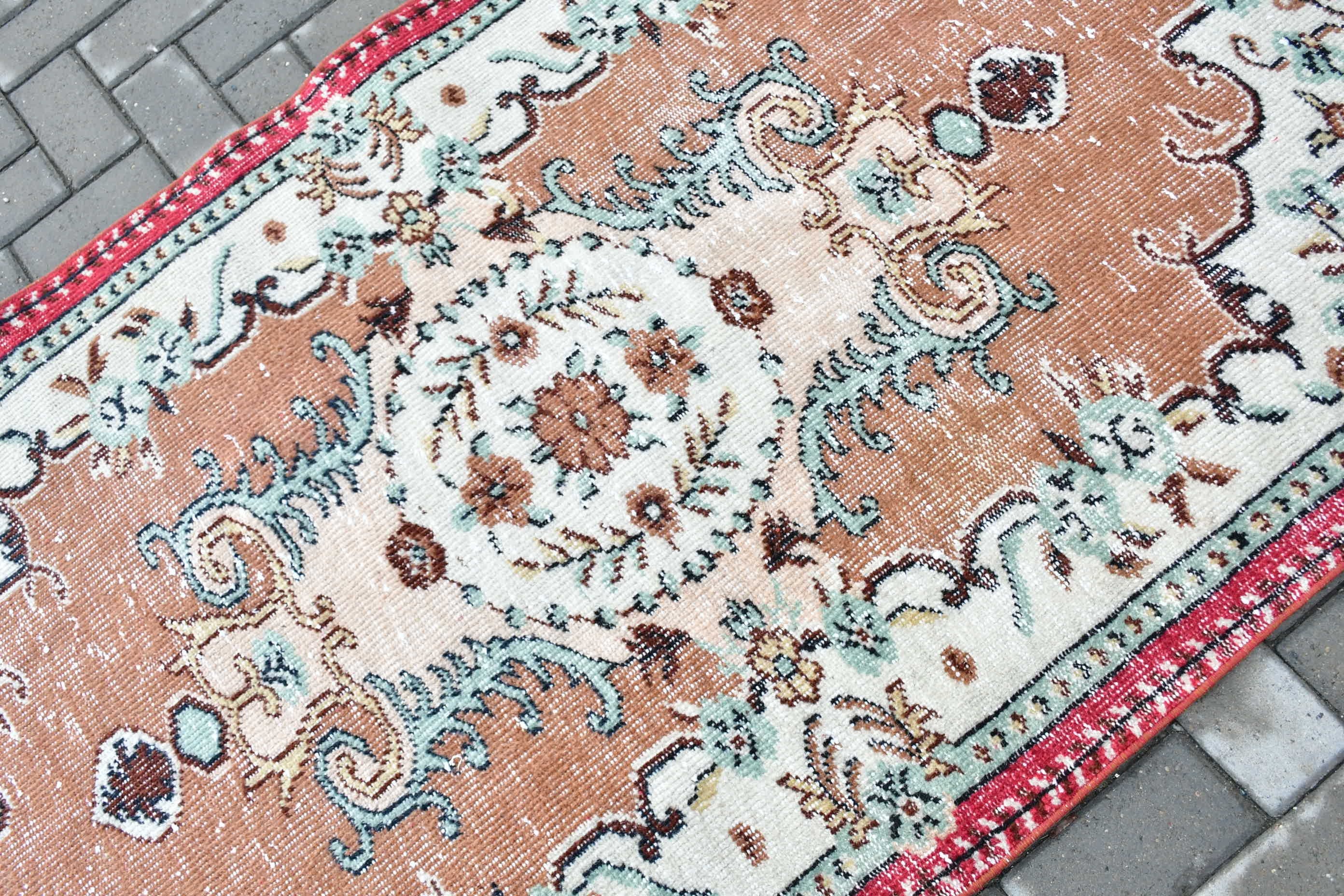 Turkish Rug, Rugs for Indoor, Moroccan Rug, Bedroom Rugs, Nursery Rug, Abstract Rug, Vintage Rug, Brown  3.7x6.6 ft Area Rug