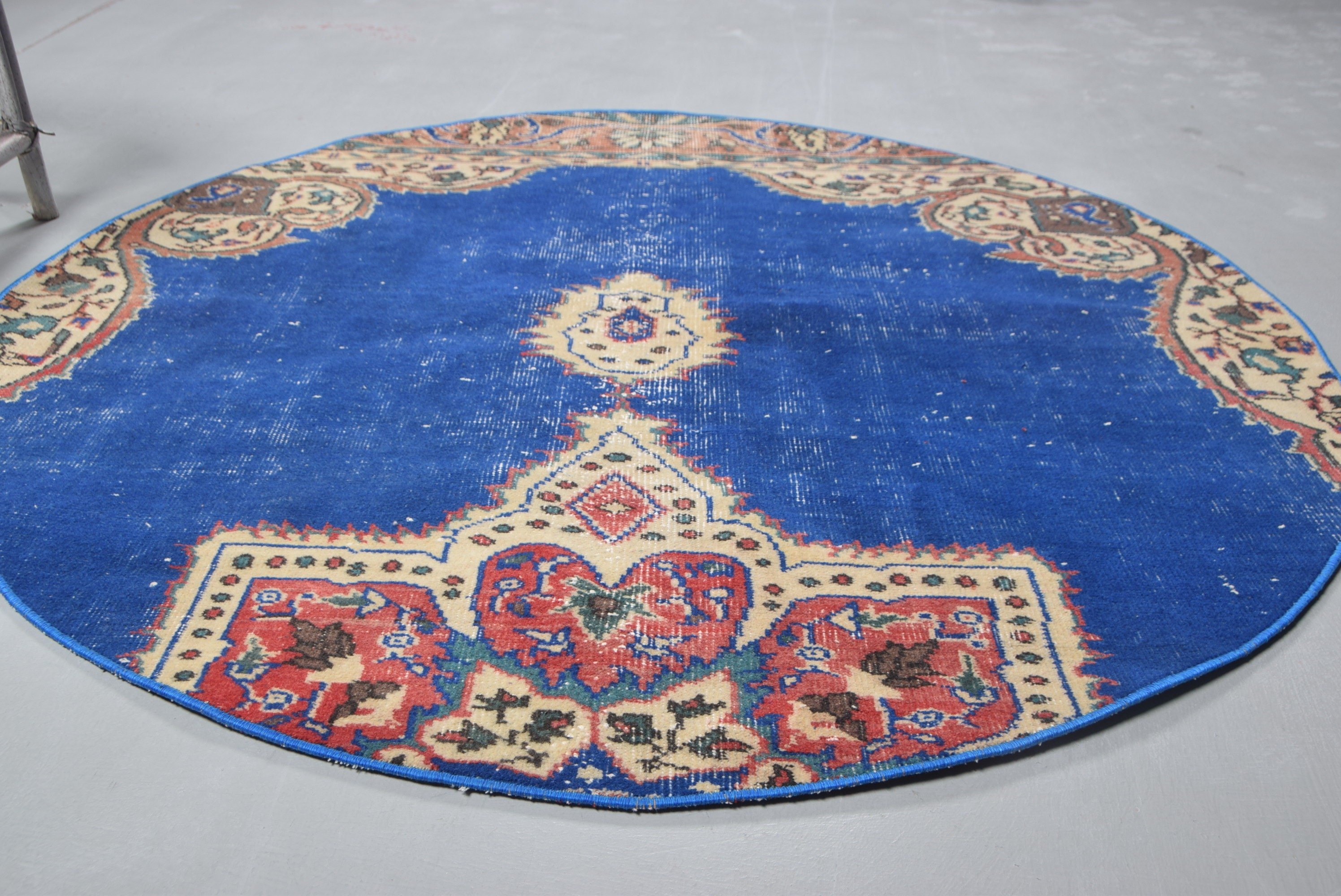 4.8x4.8 ft Accent Halı, Türk Halısı, Yatak Odası Halısı, Mavi Fas Halısı, Fas Halısı, Vintage Halı, Çocuk Halısı, Yatak Odası Halıları