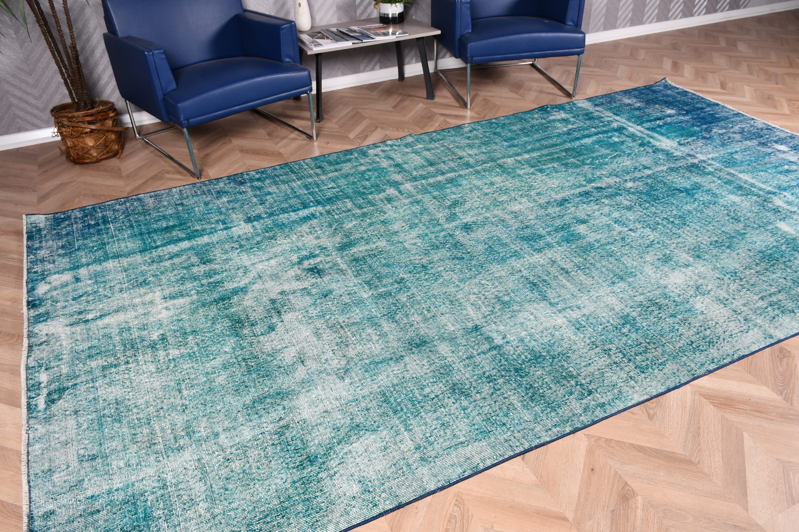 Kitchen Rug, Abstract Rugs, Living Room Rug, Blue  6.5x11.8 ft Oversize Rugs, Wool Rug, Vintage Rug, Turkish Rug, Saloon Rugs