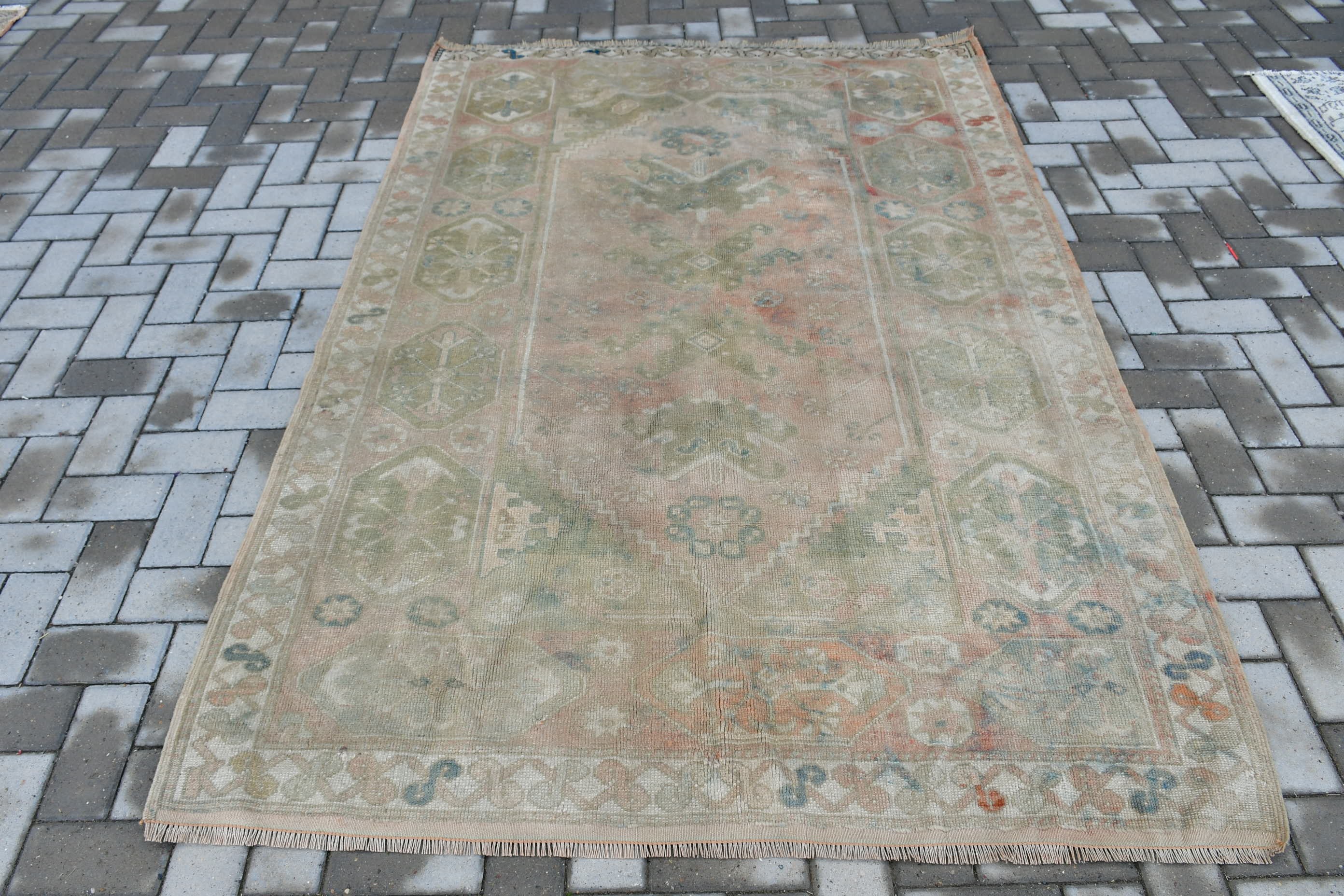 Rugs for Floor, 4.9x7.2 ft Area Rug, Cool Rugs, Turkish Rugs, Bedroom Rugs, Flatweave Rugs, Vintage Rug, Green Oushak Rugs, Anatolian Rug