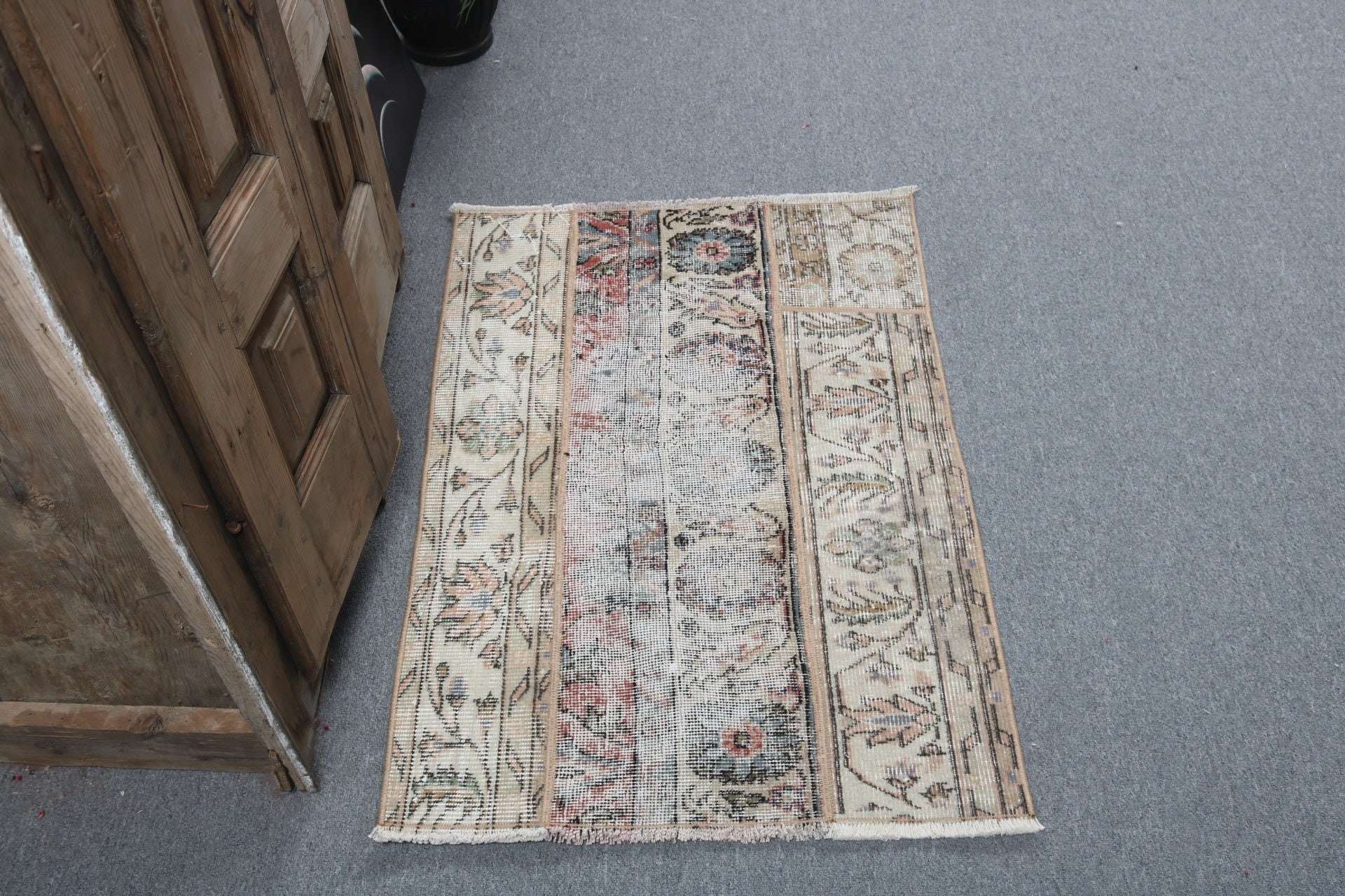 Oriental Rug, Door Mat Rugs, Vintage Rug, Turkish Rug, Bath Rug, Beige Moroccan Rugs, 2.3x3.3 ft Small Rugs, Kitchen Rugs, Artistic Rug