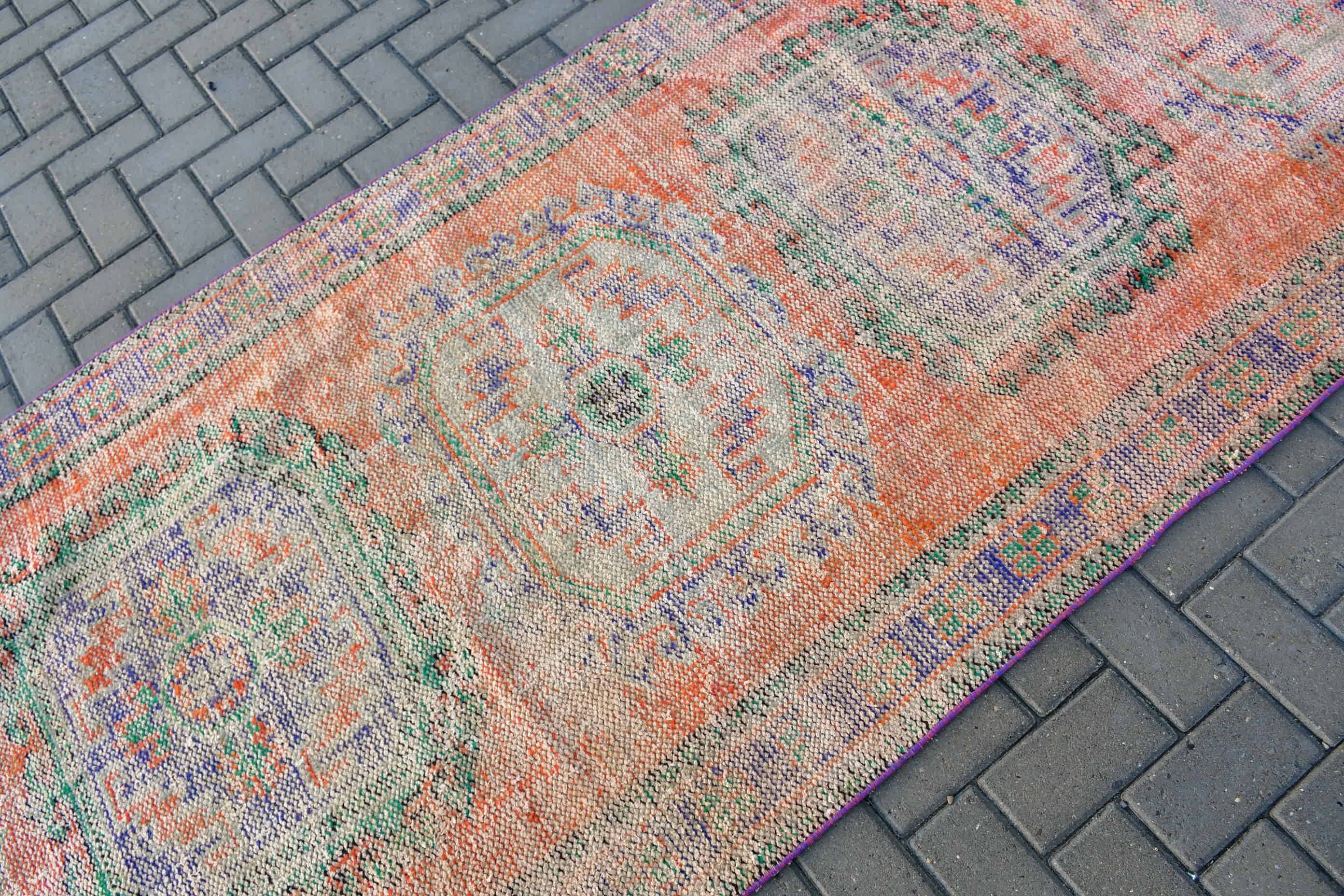 Stair Rugs, Nomadic Rugs, Turkish Rug, 4x10.5 ft Runner Rug, Vintage Rugs, Hallway Rug, Orange Moroccan Rug, Bedroom Rug