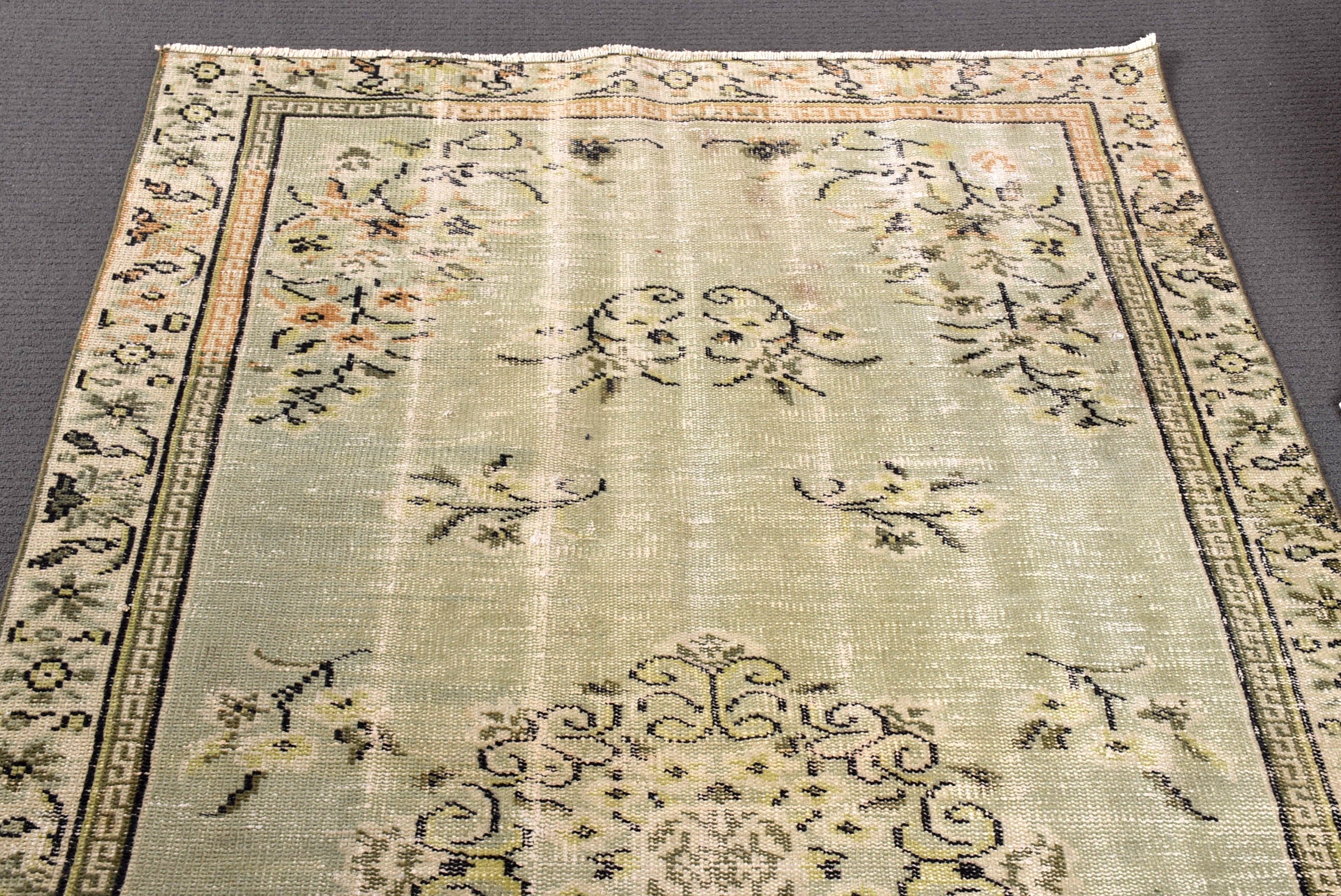 Turkish Rugs, Artistic Rugs, Vintage Rugs, Bedroom Rugs, Moroccan Rugs, 4.2x6.8 ft Area Rug, Green Floor Rugs, Oushak Area Rug, Kitchen Rug